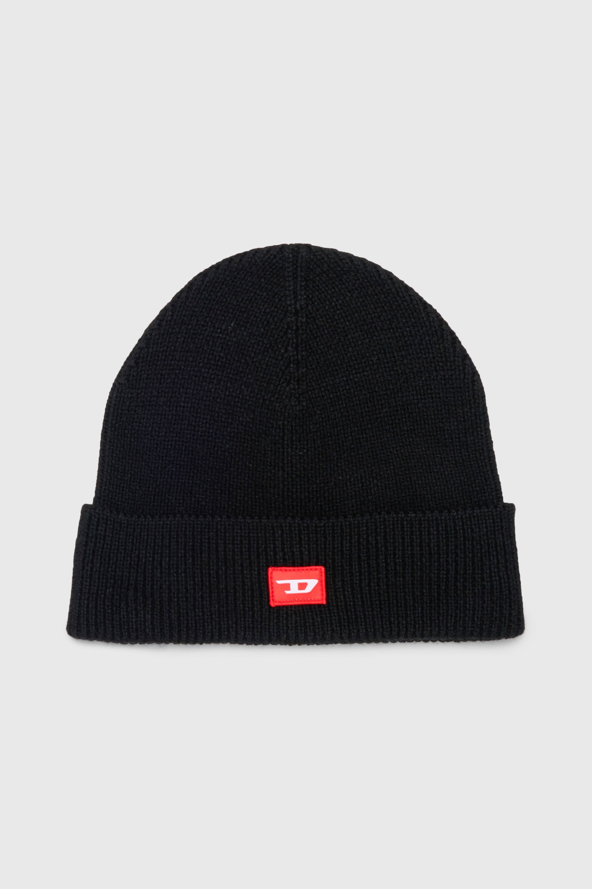 Diesel - FLOT, Berretto in misto lana con patch D logo Unisex in Nero - 1