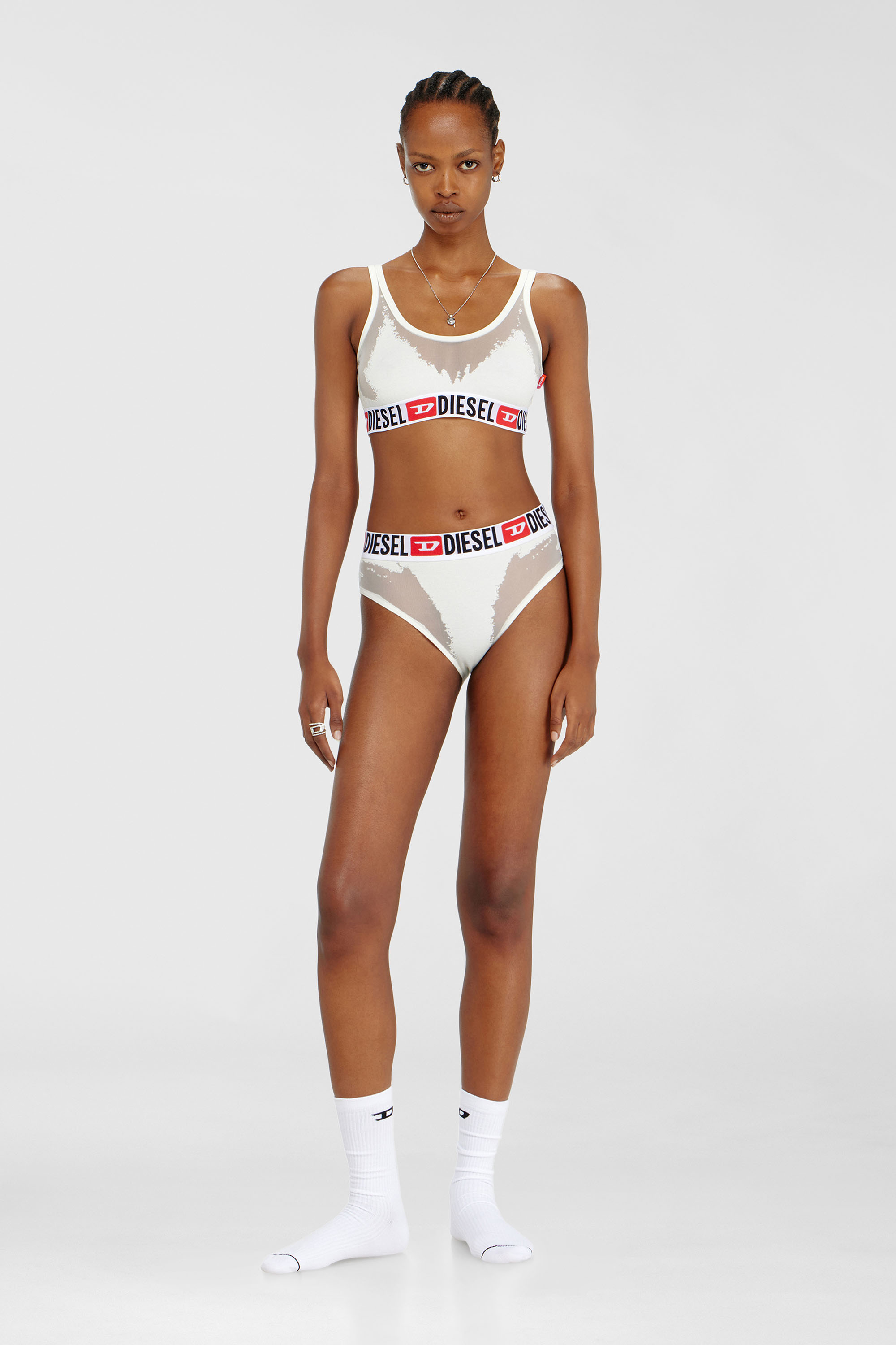 Diesel - PR-ORIBA-D-CORE, Bralette con effetto devor&eacute; trasparente Donna in Bianco - 2
