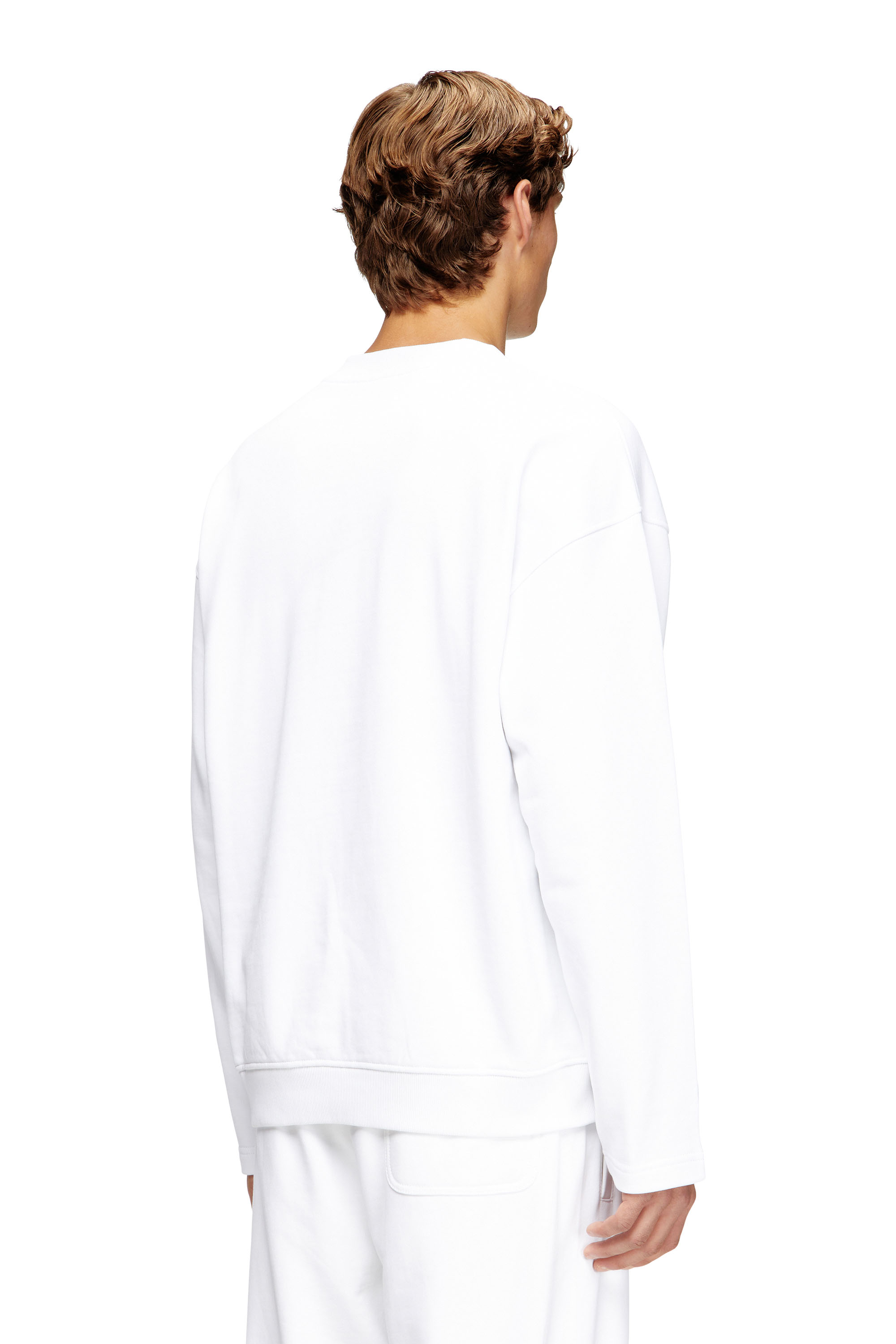 Diesel - S-BOXT-NC-DIV, Felpa girocollo con ricamo del logo patch Uomo in Bianco - 4