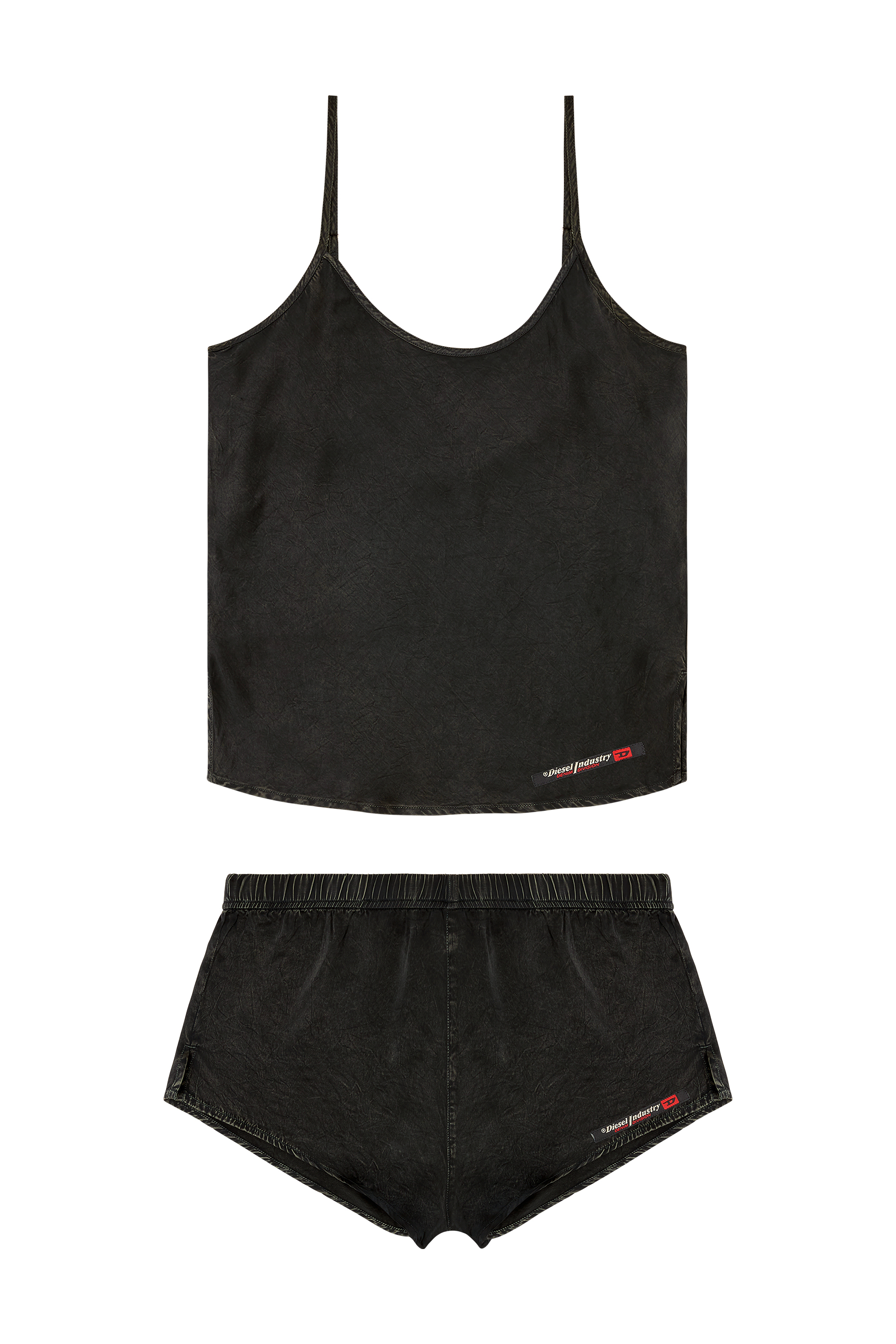 Diesel - SET-IVONE-DNM, Pigiama fluido effetto denim Donna in Nero - 4