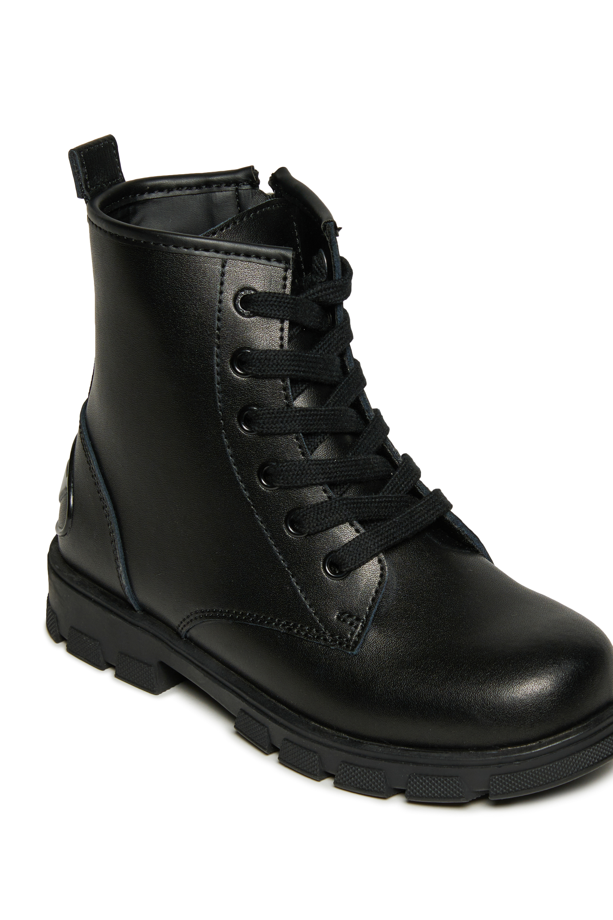Diesel - D-HAMMER AK LACE, D-Hammer Stivali in pelle con zip laterale Unisex in Nero - 4