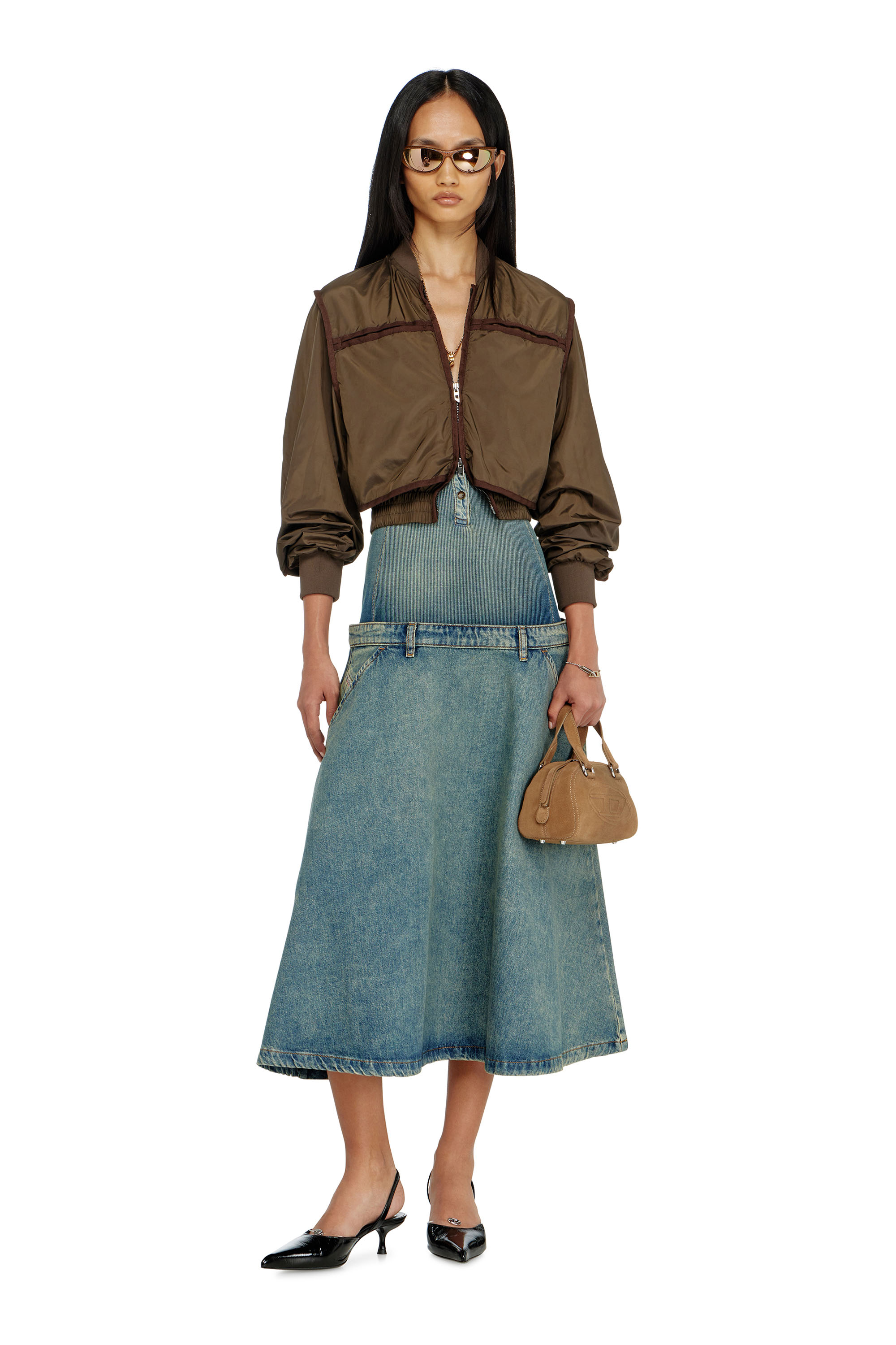 Diesel - G-OTHAM, Giacca in nylon con nastrature tono su tono Donna in Marrone - 2