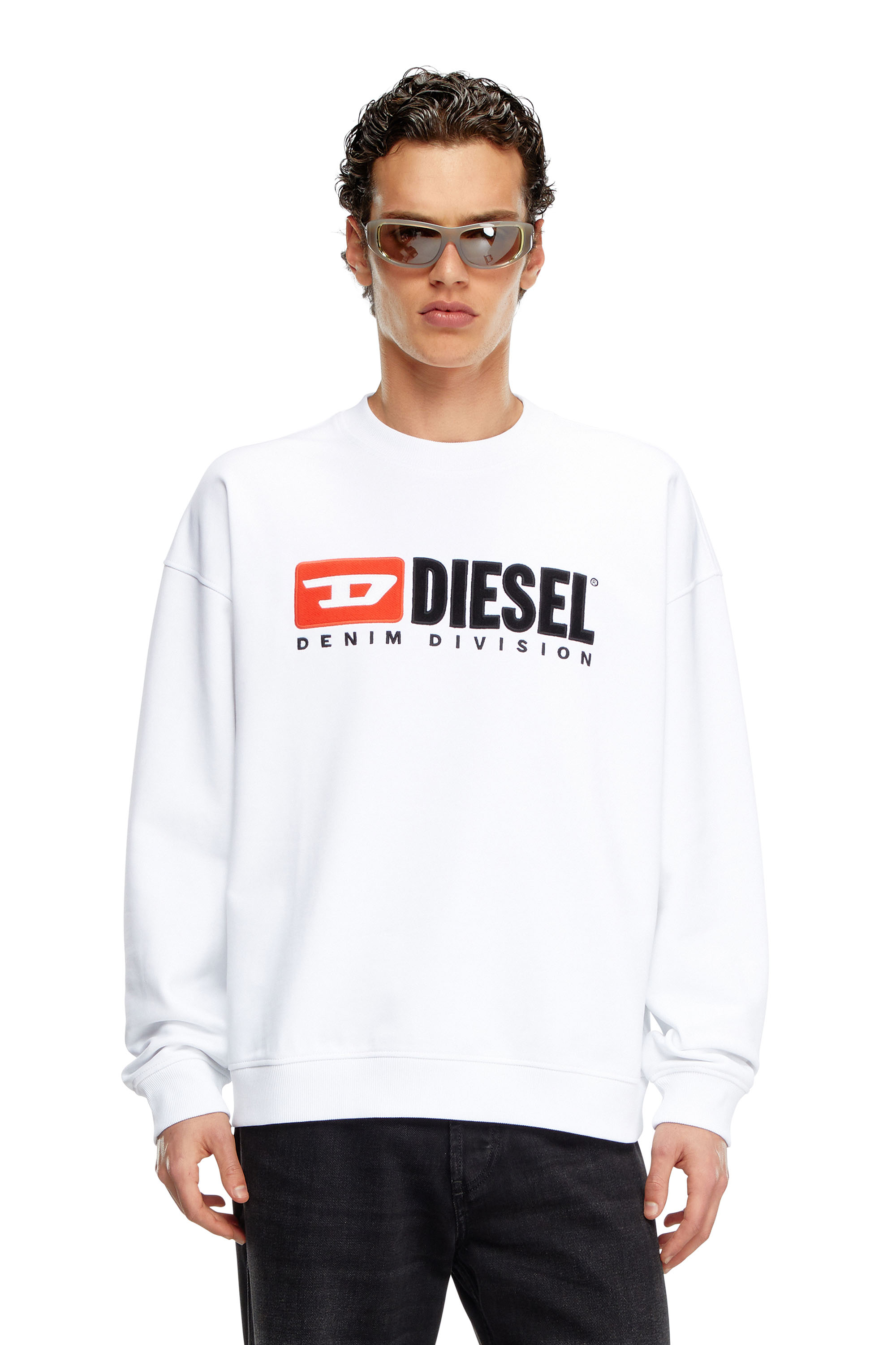 Diesel - S-BOXT-DIV, Uomo Felpa con logo Denim Division in Bianco - Image 1
