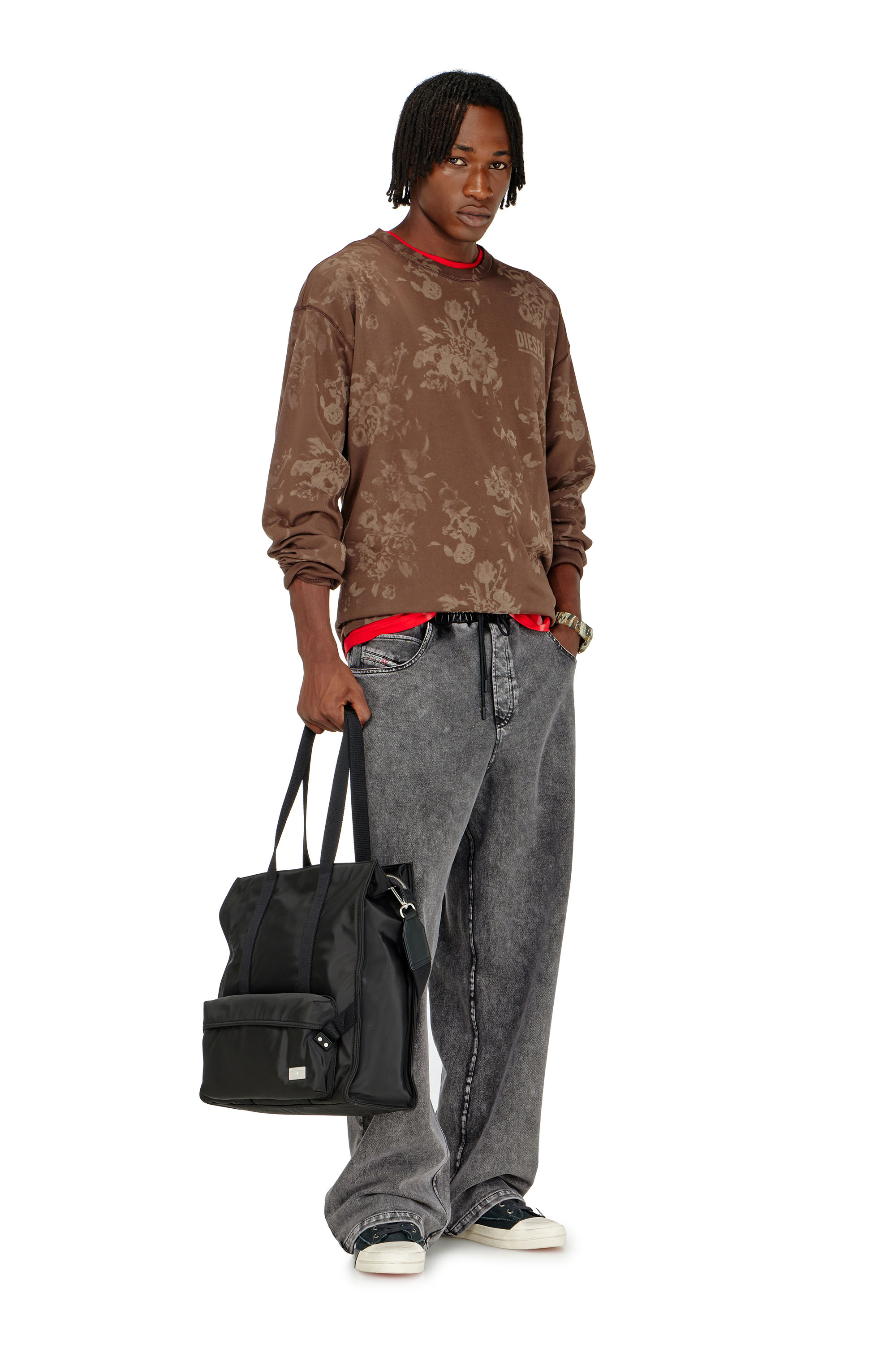 Diesel - P-STUK, Pantaloni da tuta effetto denim Uomo in Grigio - 1