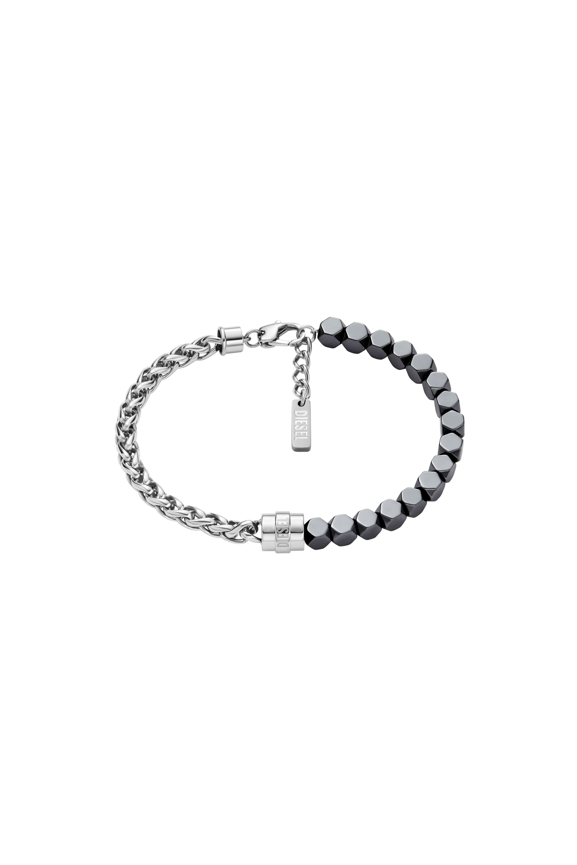 Diesel - DX1647931 JEWELLERY, Bracciale con perle in acciaio inossidabile e ematite Unisex in Argento - 1