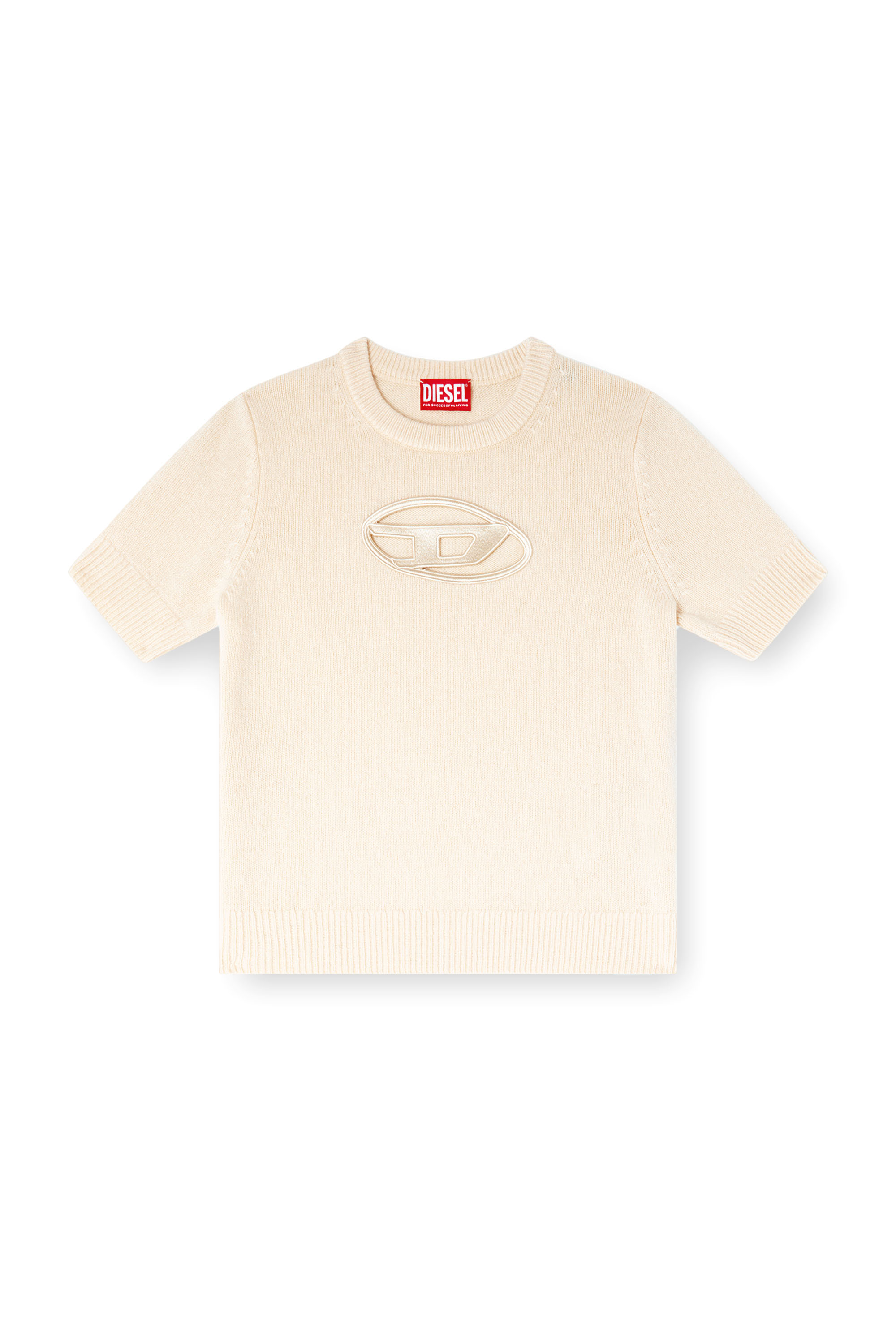 Diesel - M-ARGARIN-SS, Maglia in misto cashmere a maniche corte Donna in Beige - 2