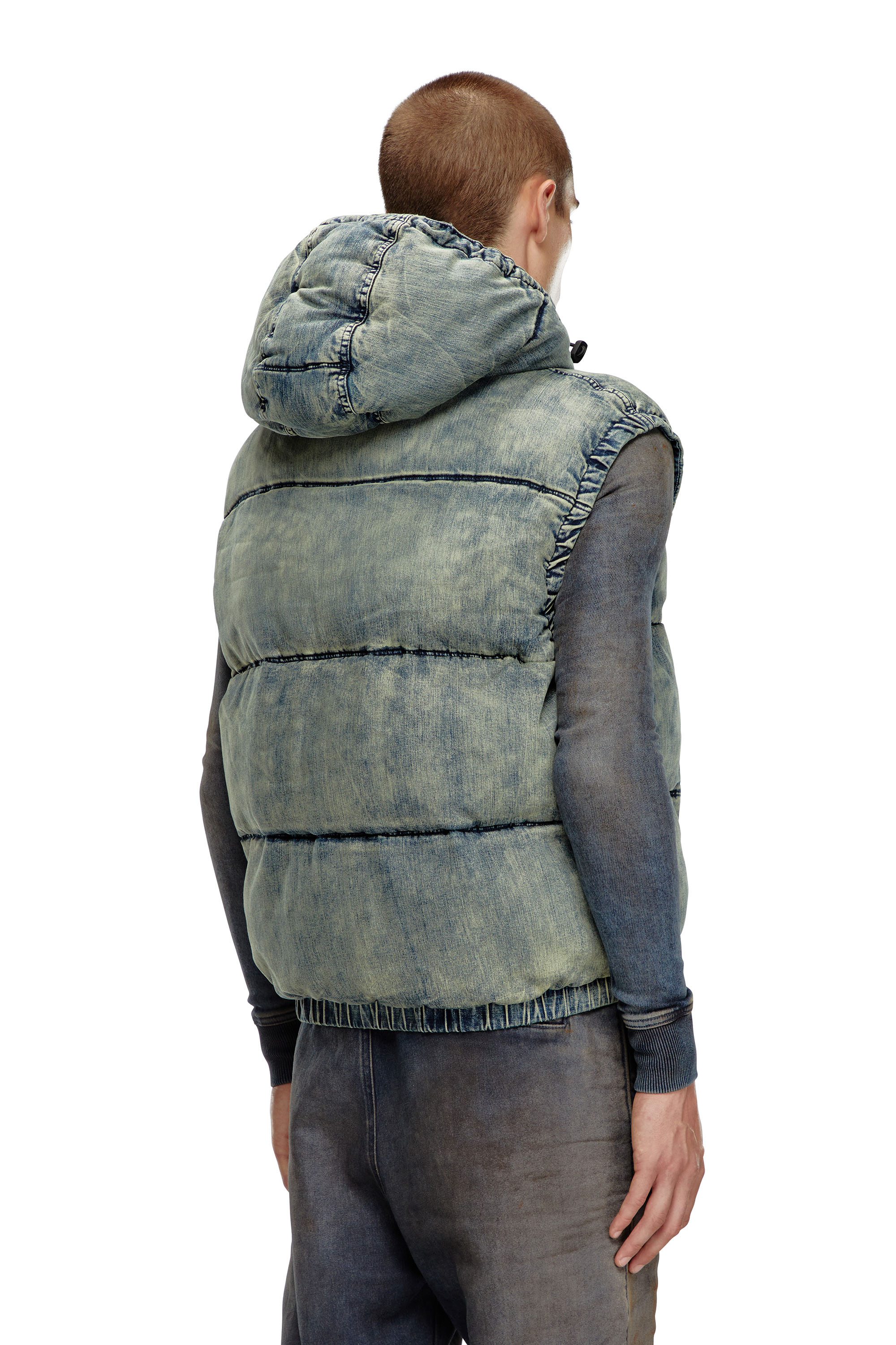 Diesel - W-MONS-SL, Gilet imbottito in denim schiarito Uomo in Blu - 4