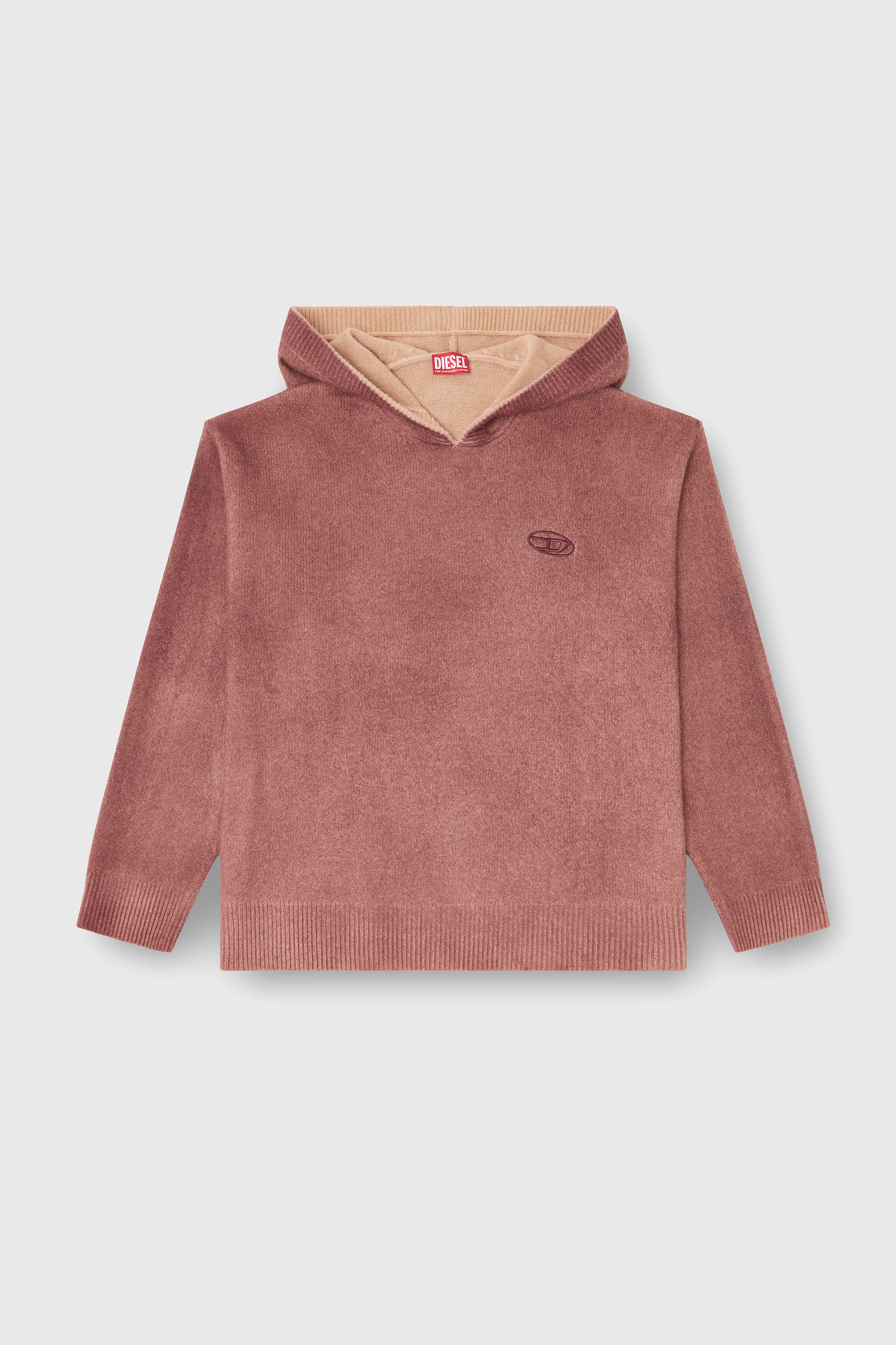 Diesel - K-PICKLED, Hoodie doppia tintura in maglia misto lana Uomo in Rosso - 2
