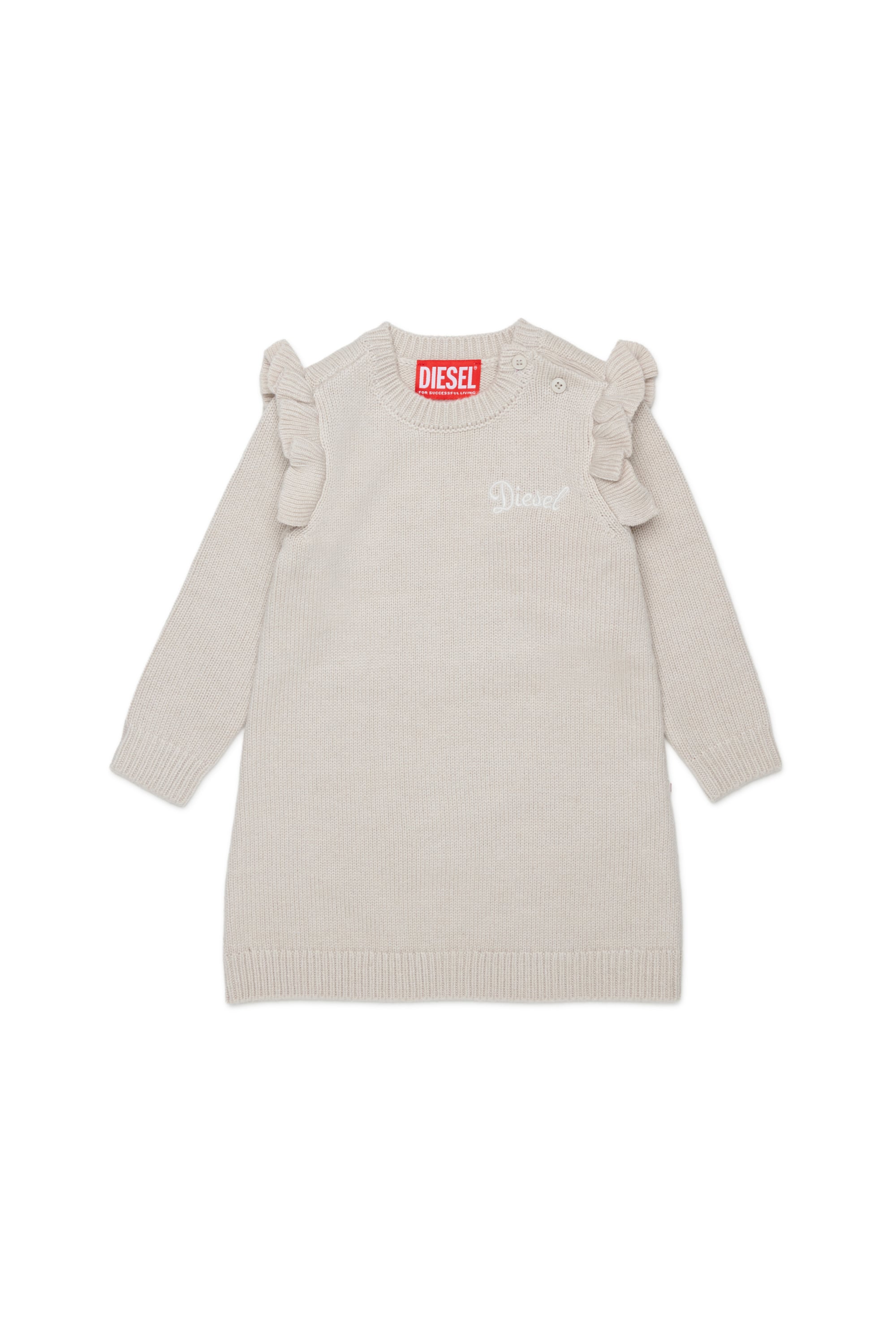 Diesel - DSCALOB, Abito maglia arricciato in cachemire Donna in Bianco - 1