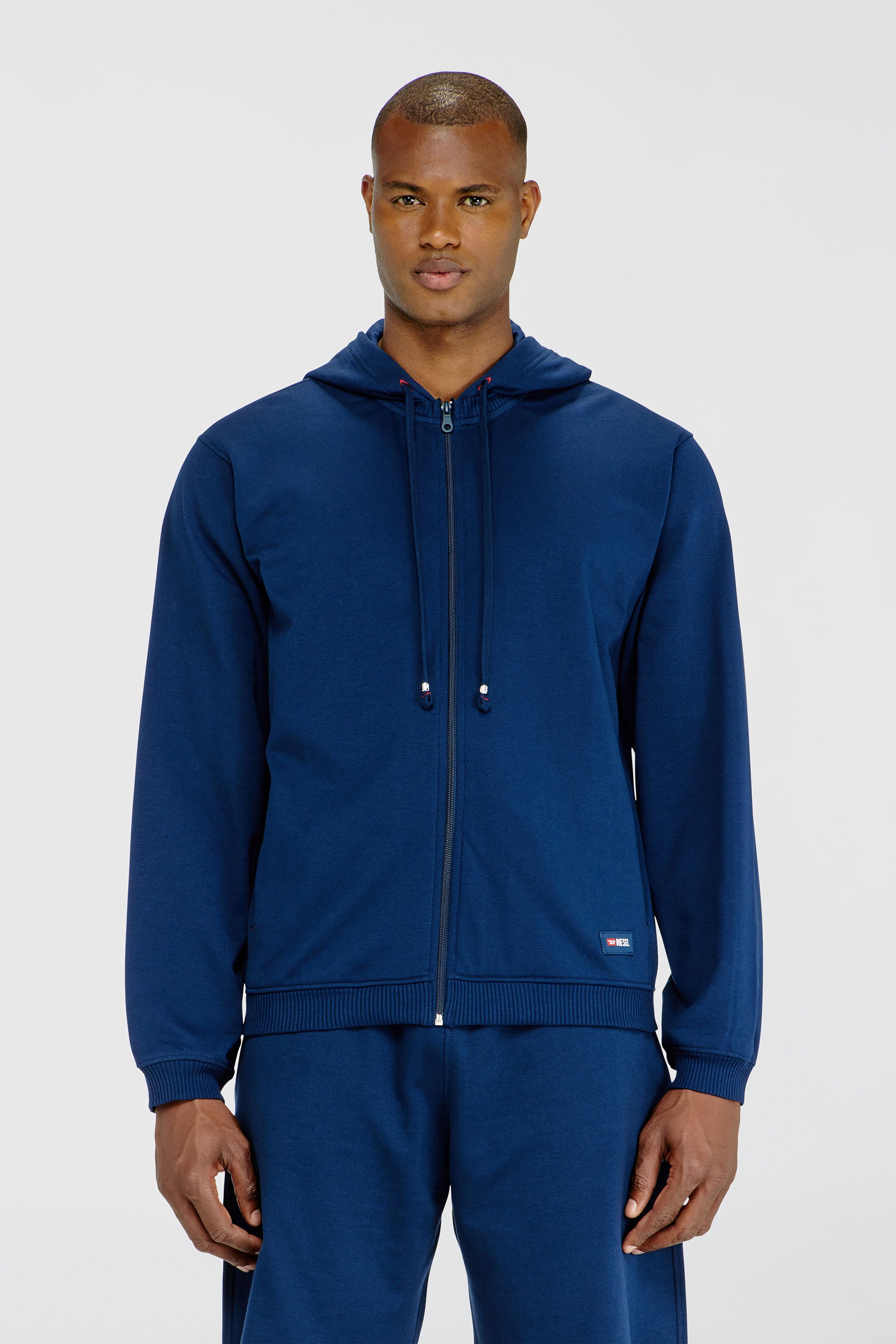Diesel - JOY-D-CORE, Felpa con cappuccio in misto cotone smerigliato Uomo in Blu - 1