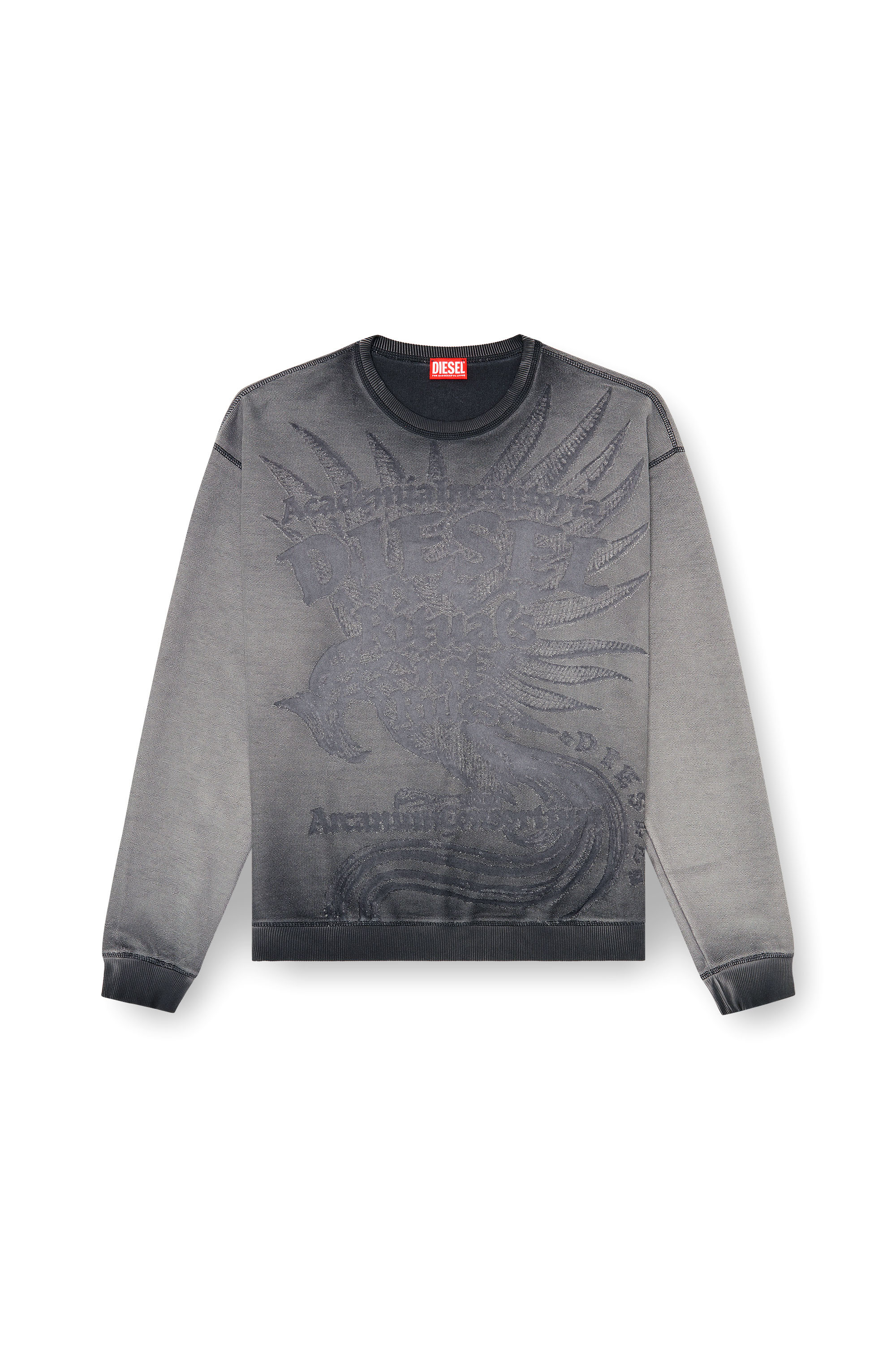 Diesel - S-ARON-RAW, Man's Sweatshirt with d&eacute;vor&eacute; print in Dark grey - 3