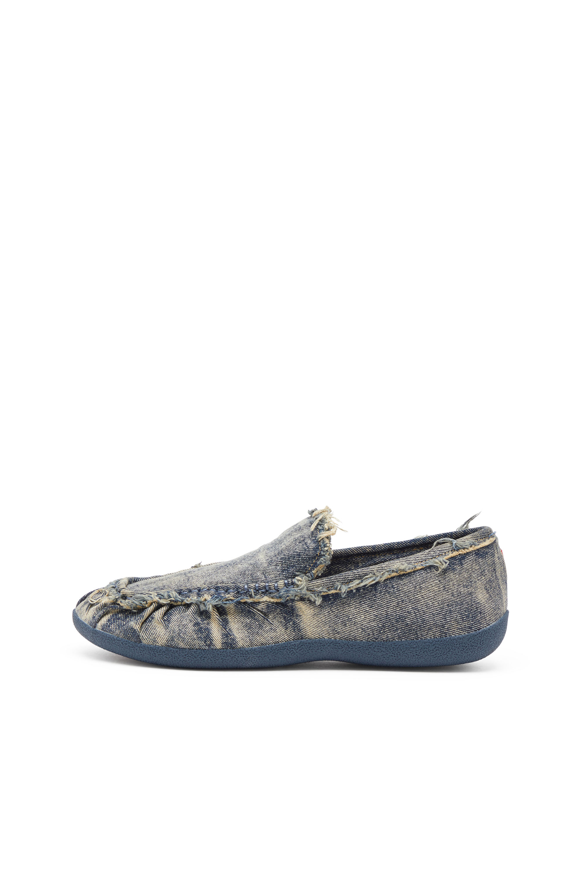 Diesel - D-SHOCK MOC, D-Shock-Mocassini in denim distressed Uomo in Blu - 3
