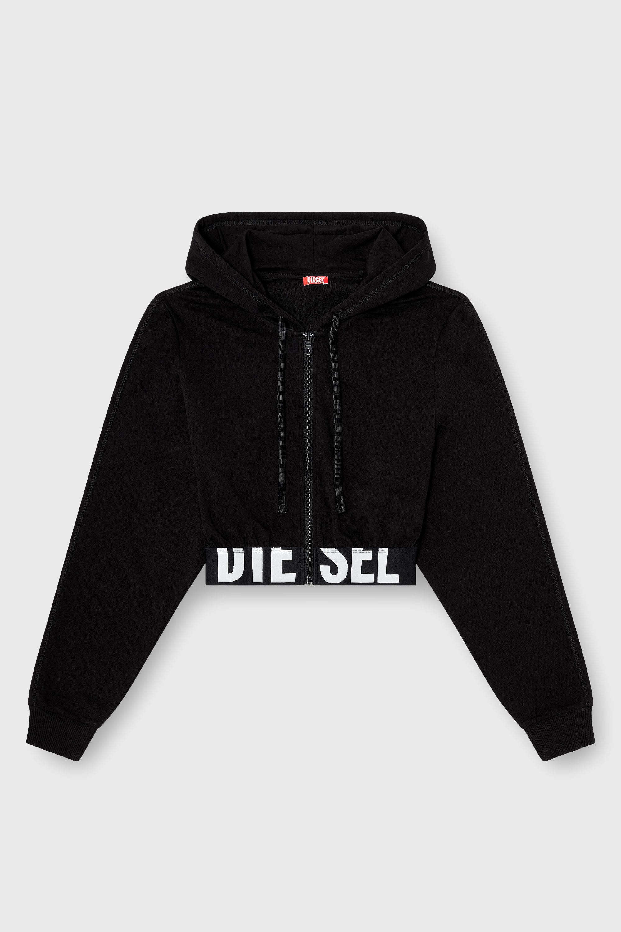 Diesel - NIKA-D-POP, Felpa cropped con banda logo Donna in Nero - 2