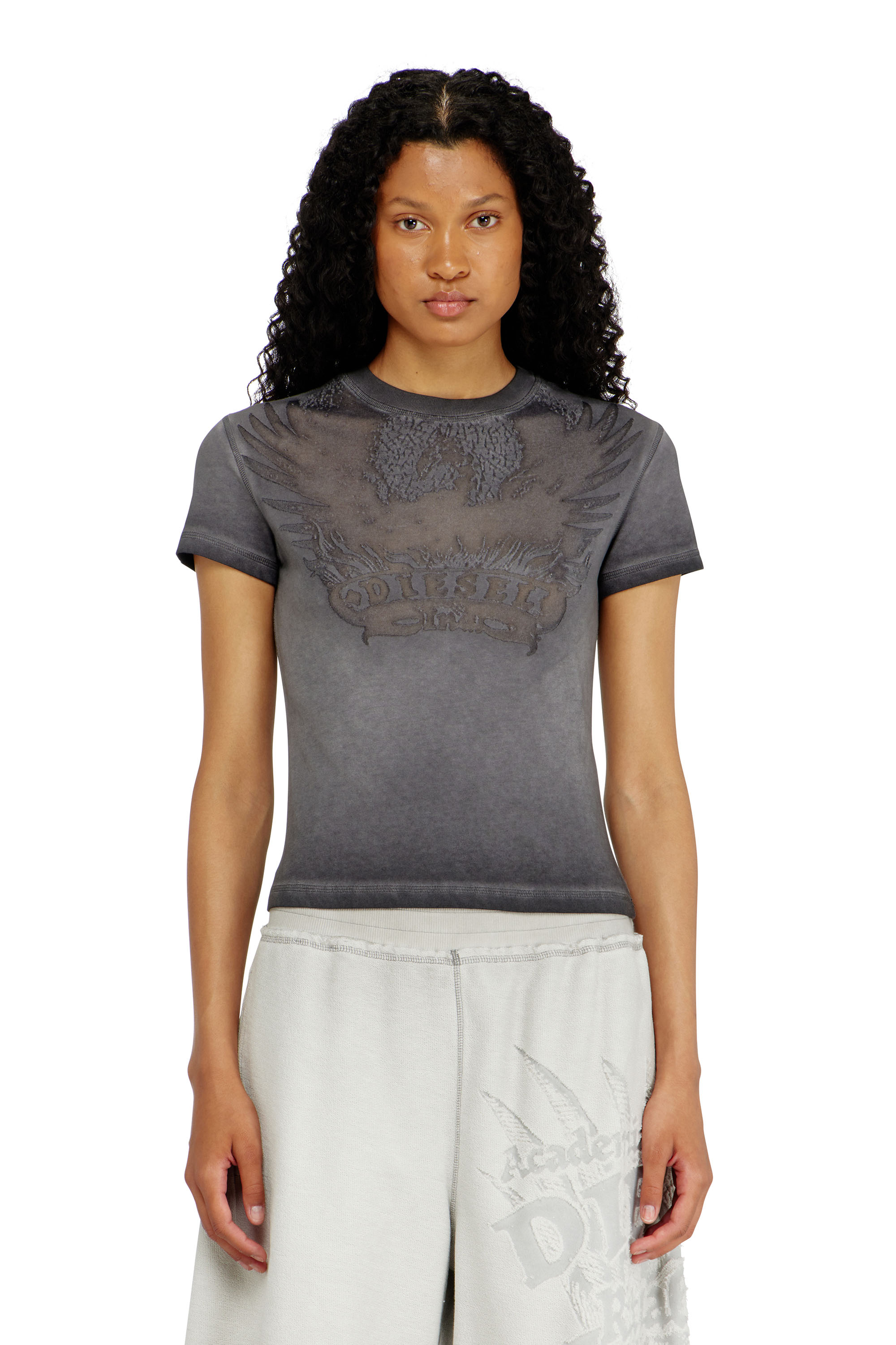 Diesel - T-ILA-AA7, T-shirt slim con d&eacute;vor&eacute; Phoenix Donna in ToBeDefined - 2