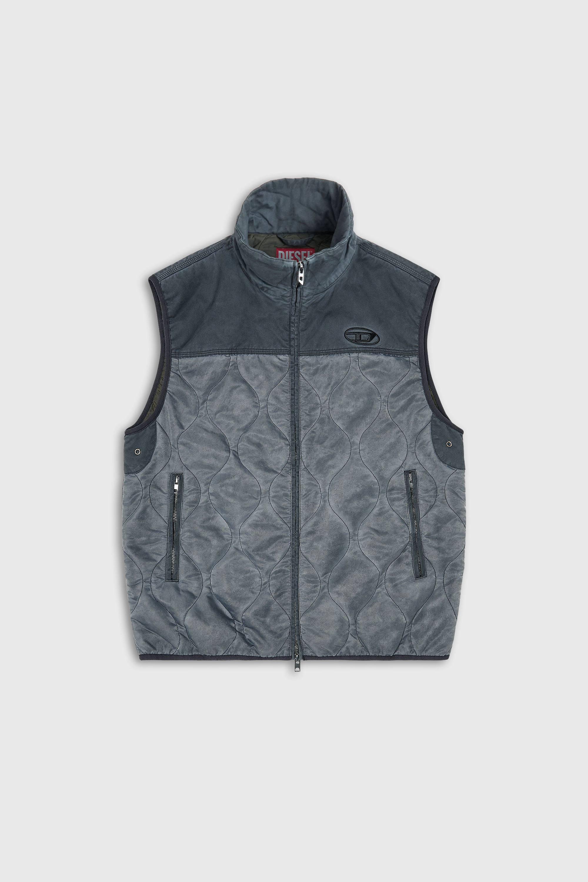 Diesel - J-ALVAR, Gilet trapuntato con collo sherpa Uomo in Grigio - 2
