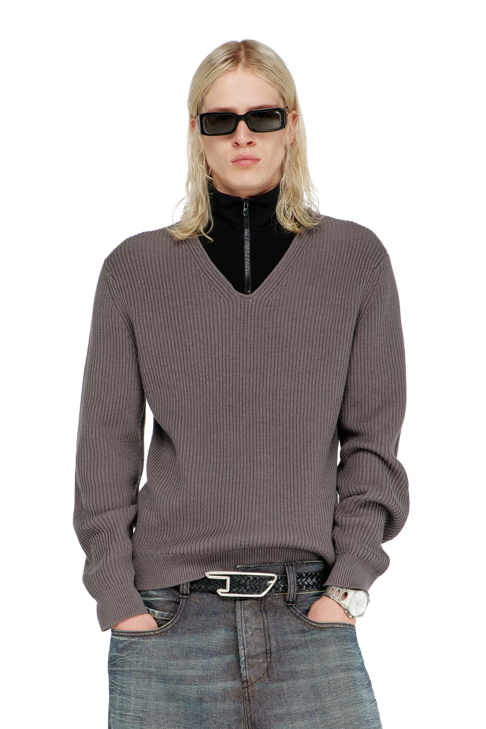 Diesel - K-MAMU, Pullover mezza zip con collo a strati Uomo in Multicolor - 3