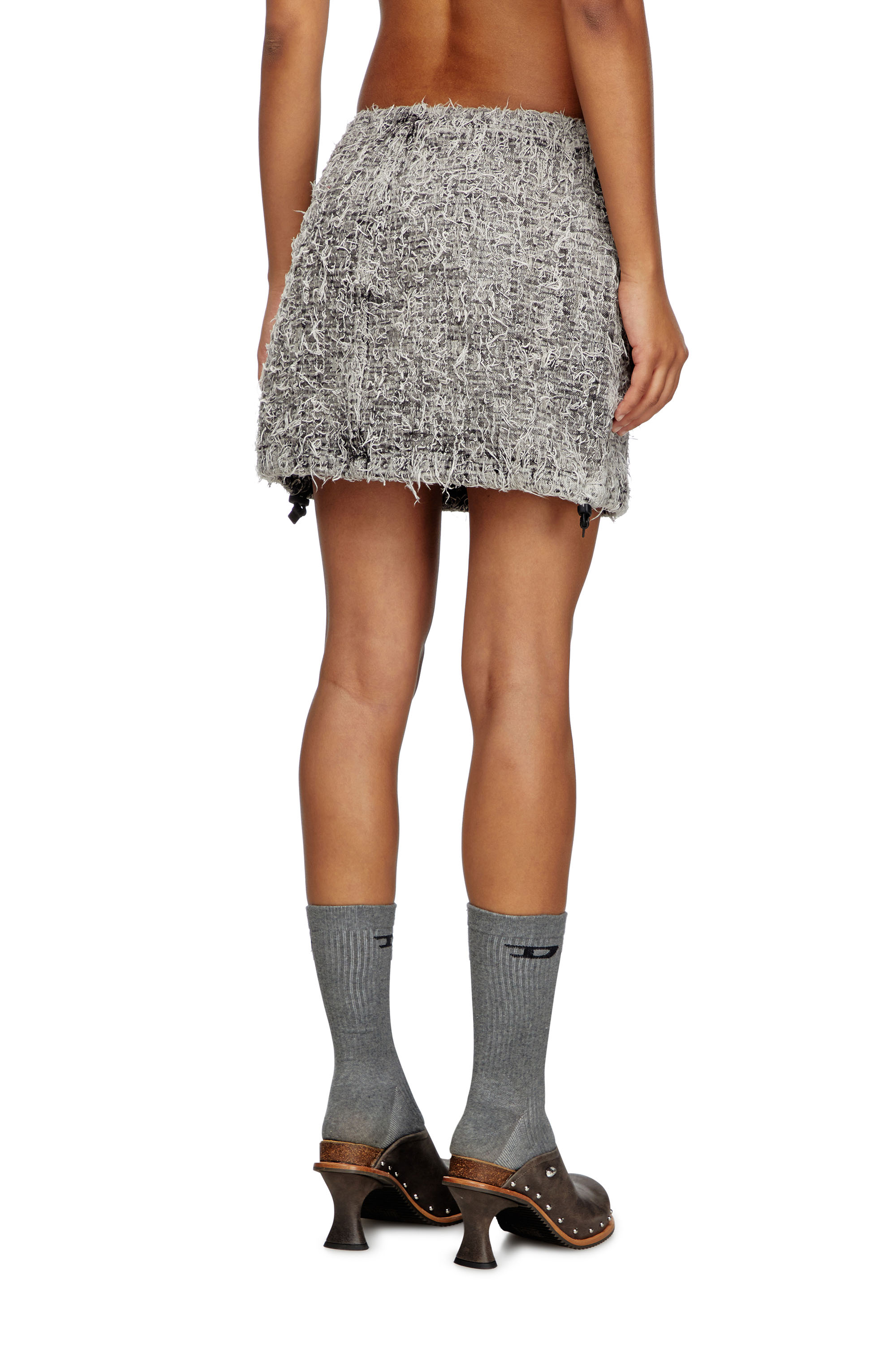 Diesel - DE-MINI-S, Minigonna in denim bouclé Donna in Grigio - 4