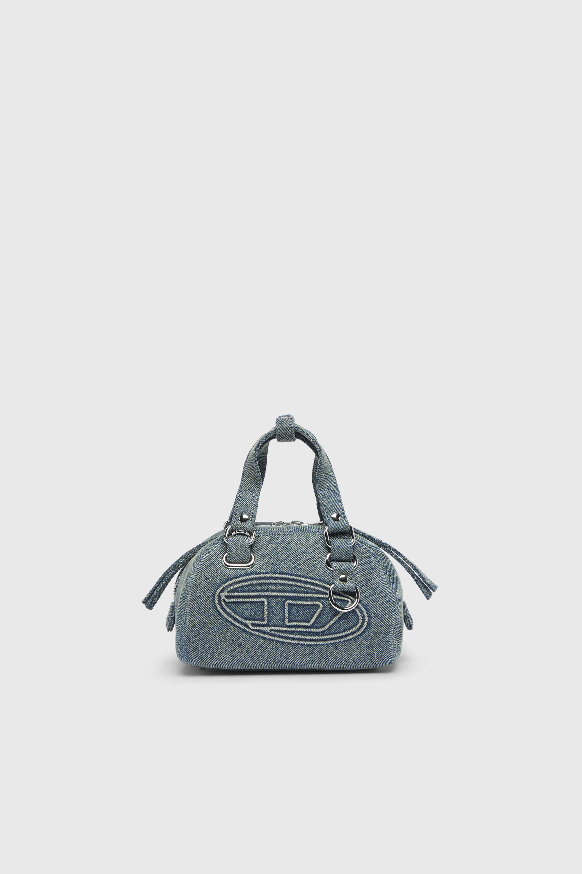 Diesel - 1DR DOME SOFT CROSSBODY, 1DR Dome-Borsa bowling piccola in denim con logo Oval D Unisex in Blu - 1
