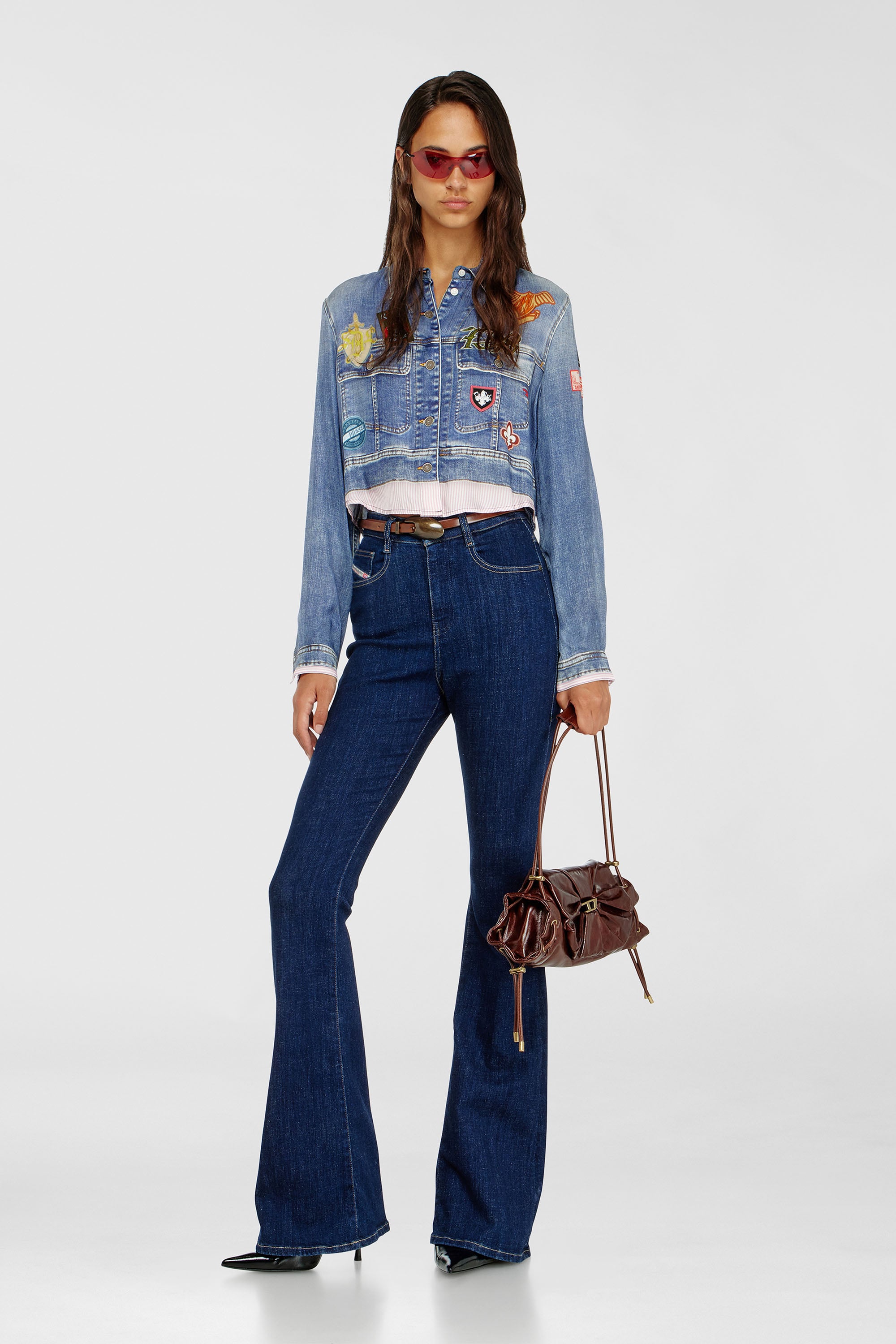 Diesel - SCRUNCH-D SHOULDER S, Scrunch-D-Borsa a spalla piccola arricciata in pelle lucida Donna in Marrone - 2