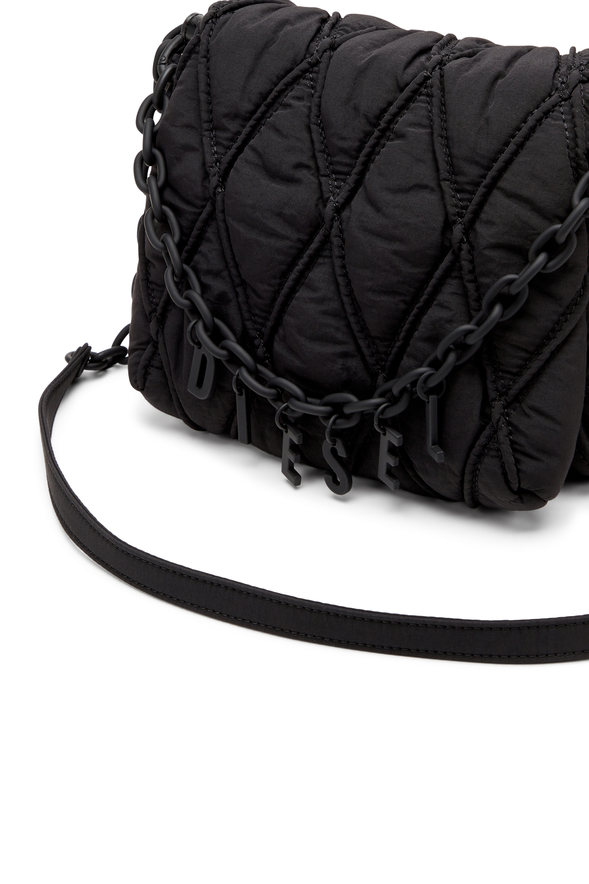 Diesel - CHARM-D SHOULDER S, Charm-D S-Borsa a spalla piccola in nylon trapuntato Donna in Nero - 5