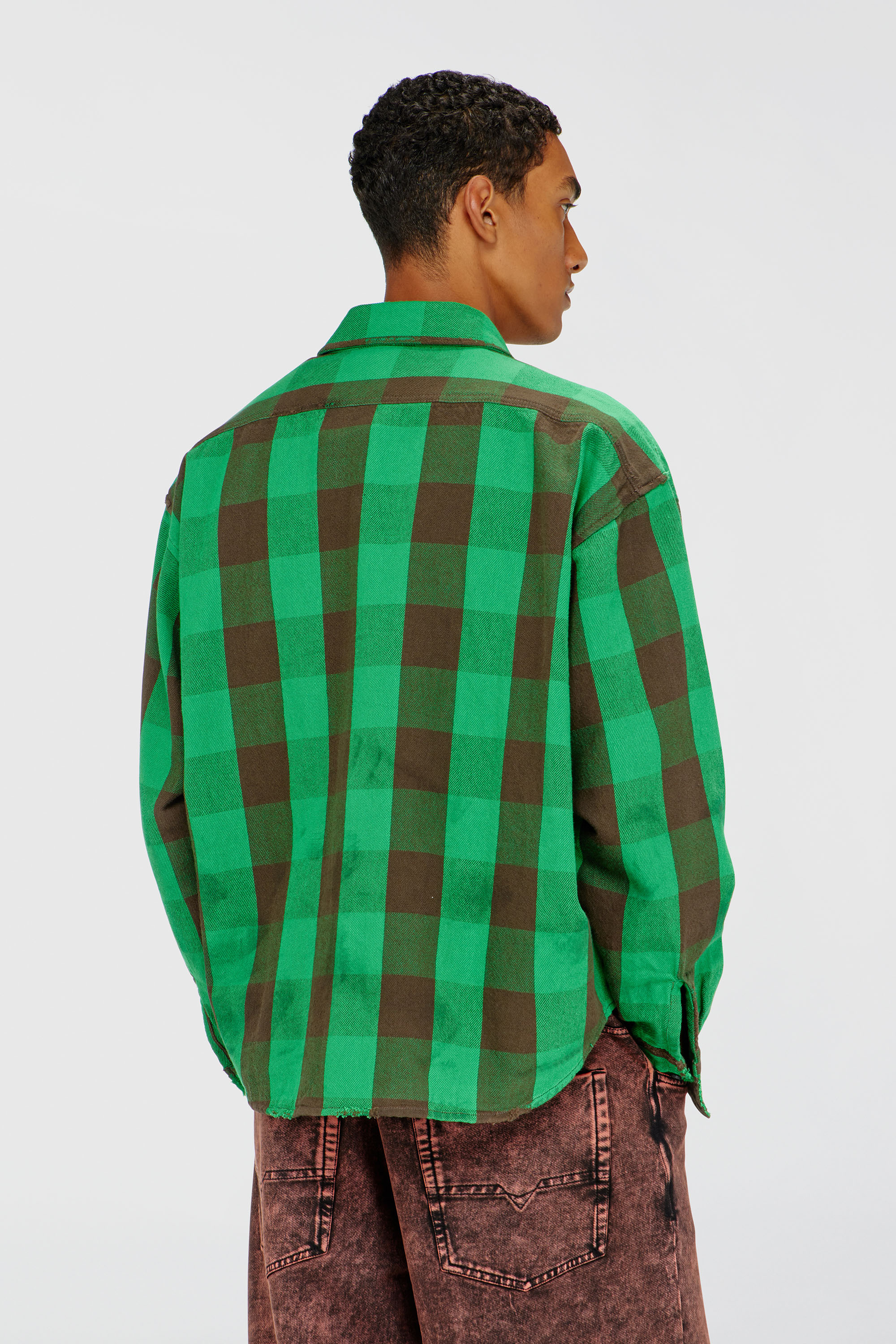 Diesel - S-DRUM, Camicia in flanella a quadri effetto distressed Uomo in Multicolor - 4