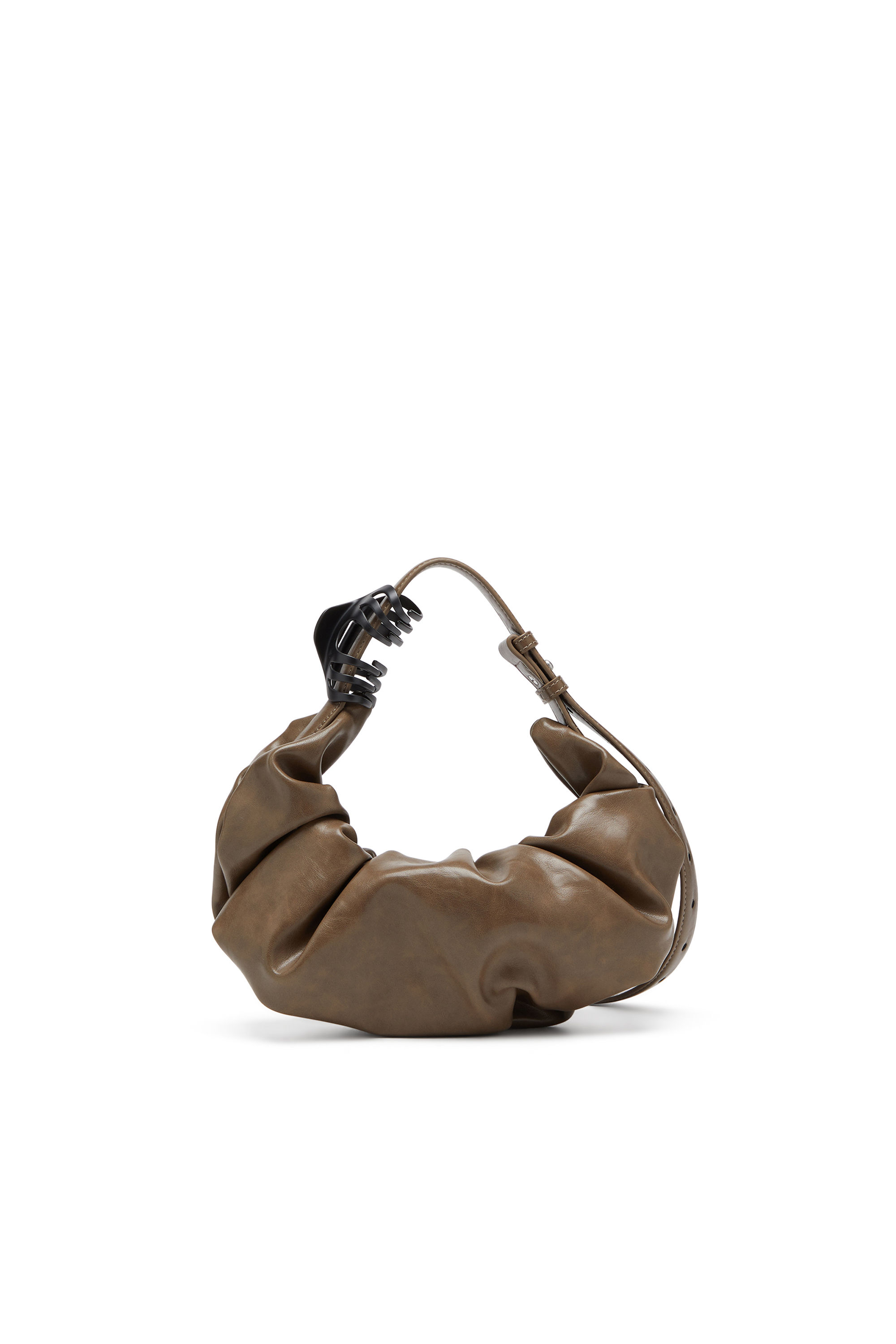 Diesel - GRAB-D HOBO S, Grab-D S-Borsa hobo piccola in PU lucido scrunched Donna in Marrone - 3