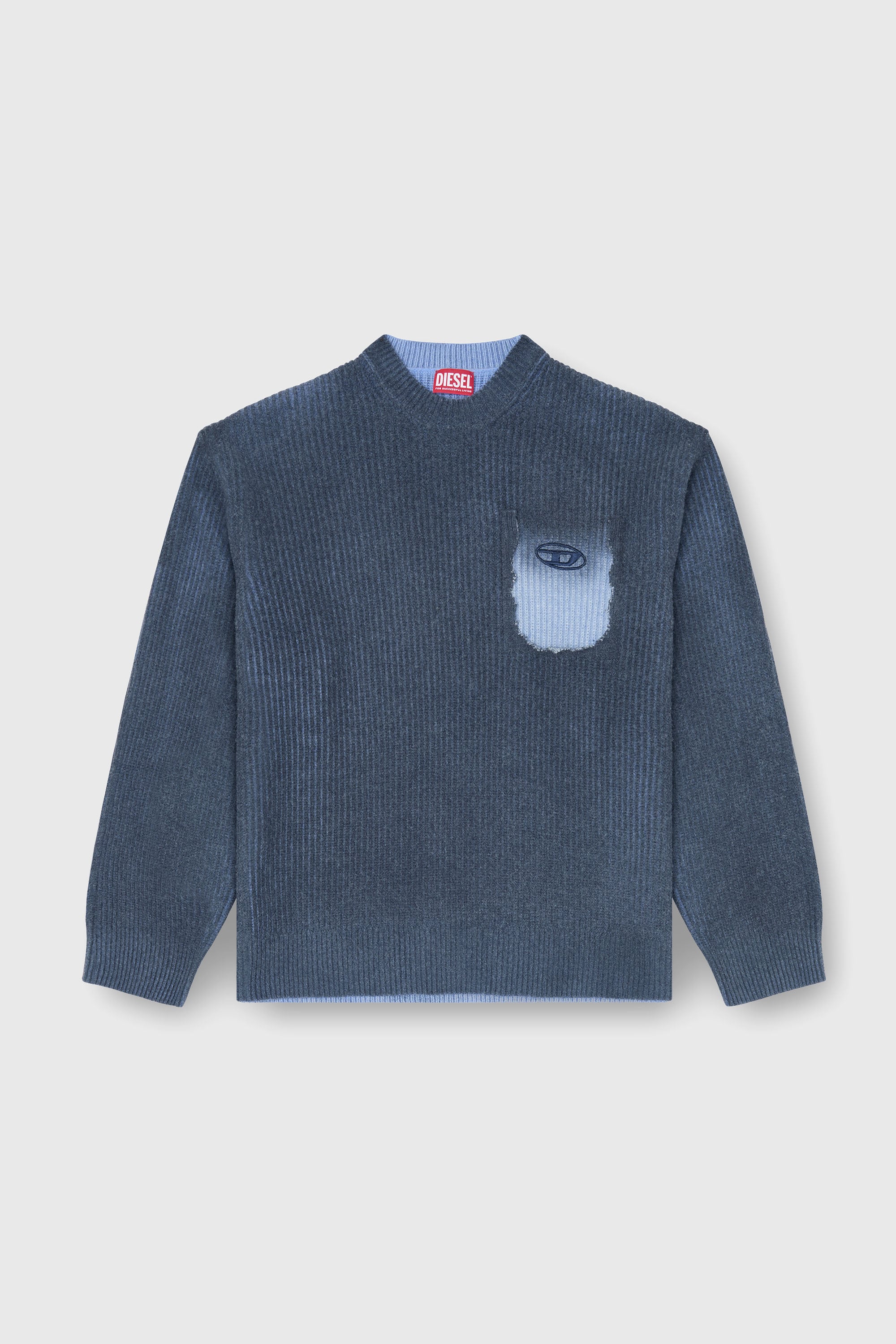 Diesel - K-PICKLER, Maglione in misto lana con tasca finta Uomo in Blu - 2