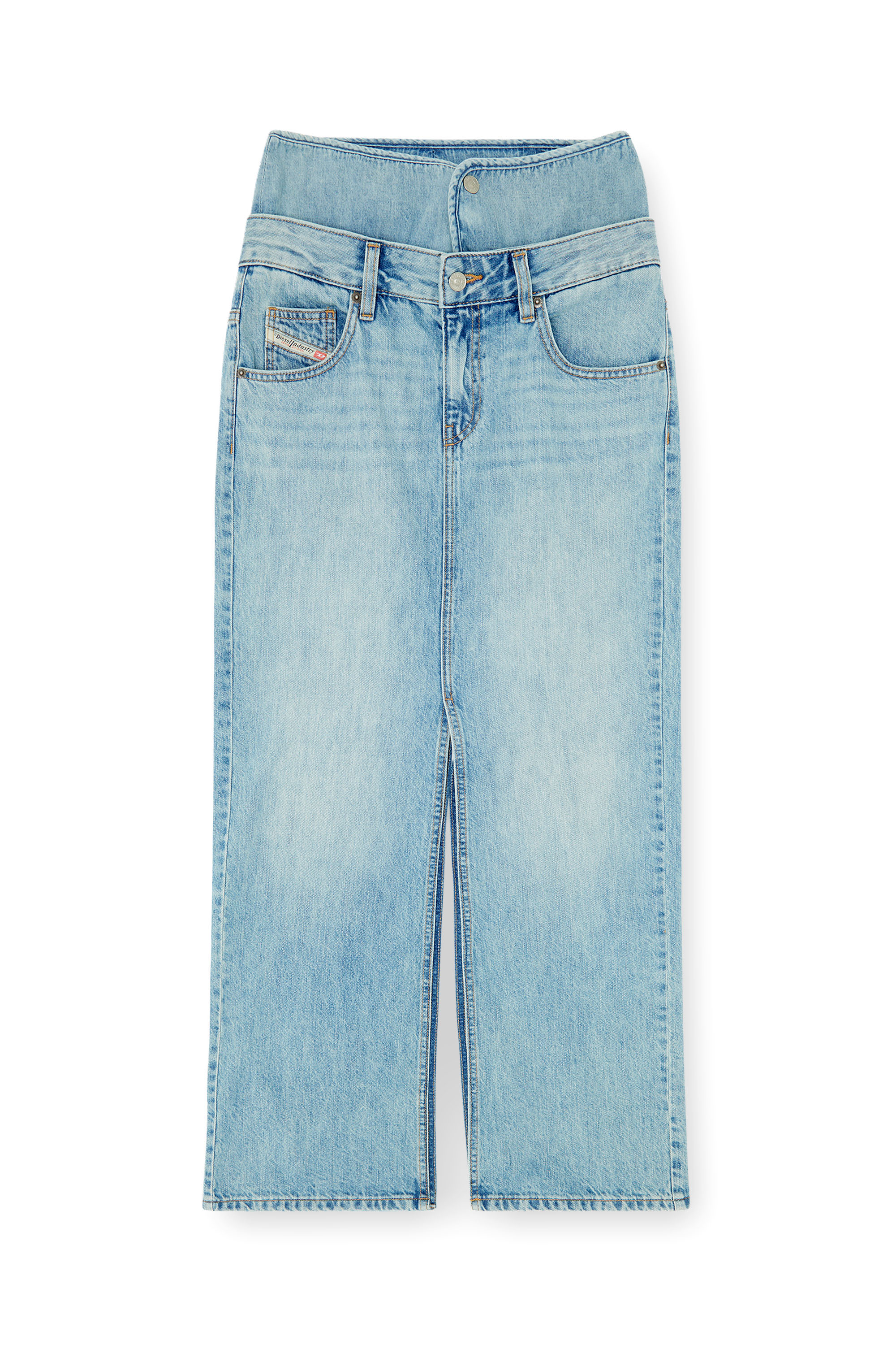 Diesel - DE-SPIVEY, Gonna maxi in denim con effetto jean‑illusion e spacchi Donna in ToBeDefined - 2