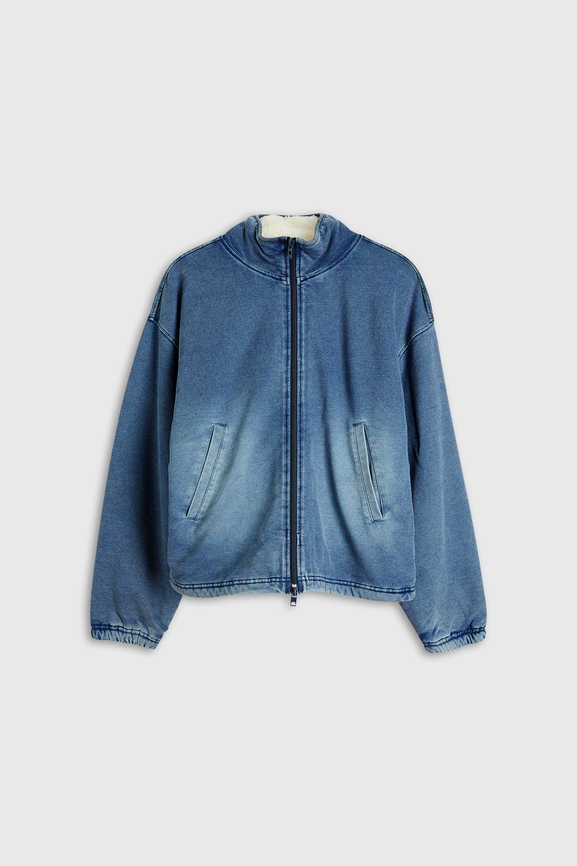 Diesel - G-LEAMY, Giacca felpa effetto denim Donna in Blu - 2