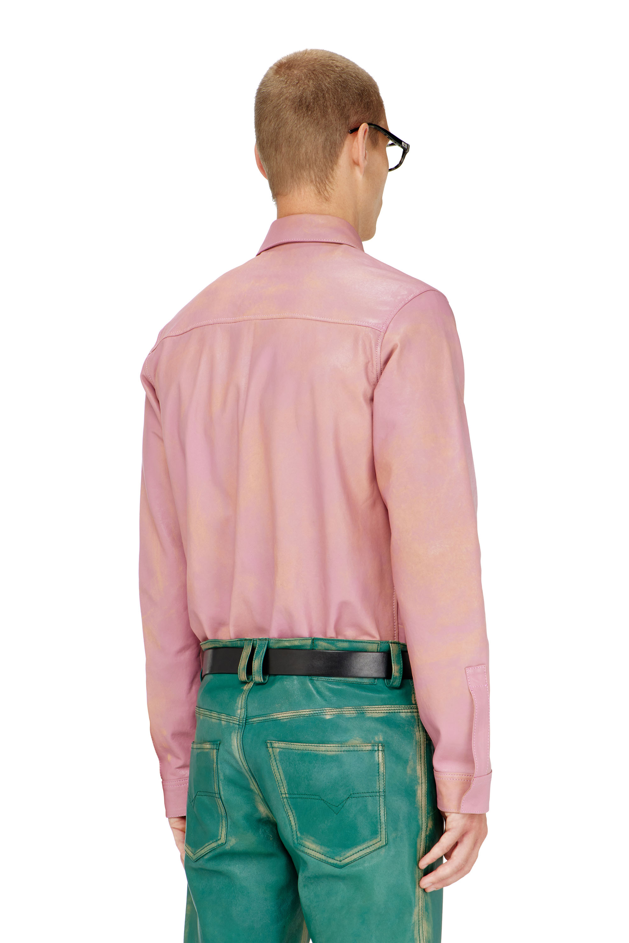 Diesel - S-CIRT, Camicia in pelle lavorata Uomo in Rosa - 4