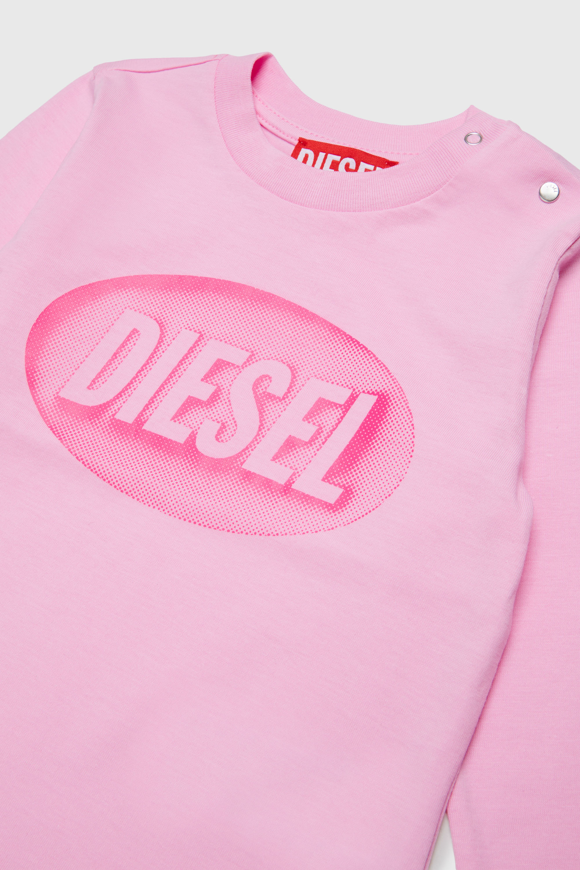 Diesel - TELMB, T-shirt in cotone con stampa logo Uomo in Rosa - 3