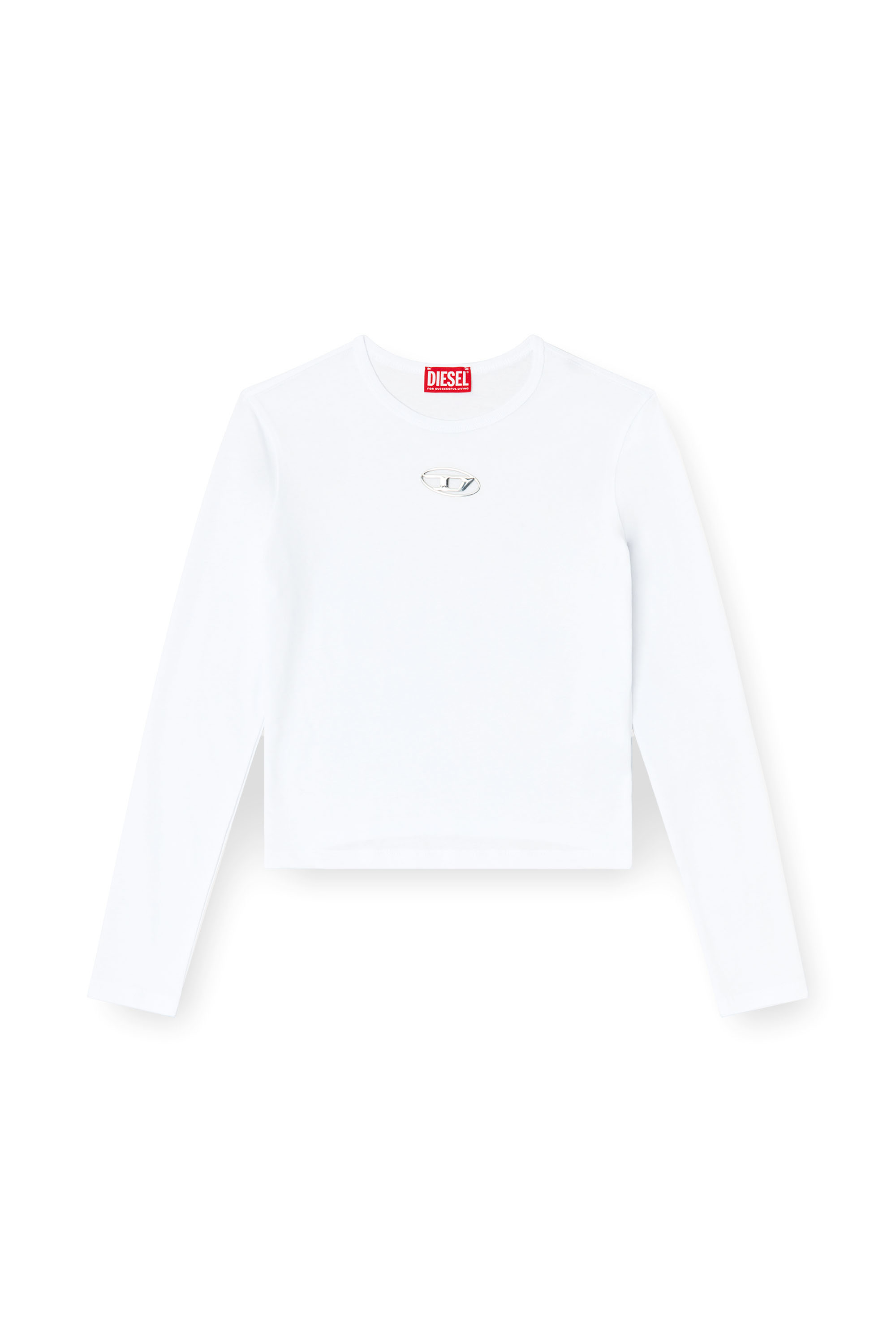 Diesel - T-UNCUTIE-LONG-LS-OD, Top a maniche lunghe con Oval D cut-out Donna in Bianco - 3