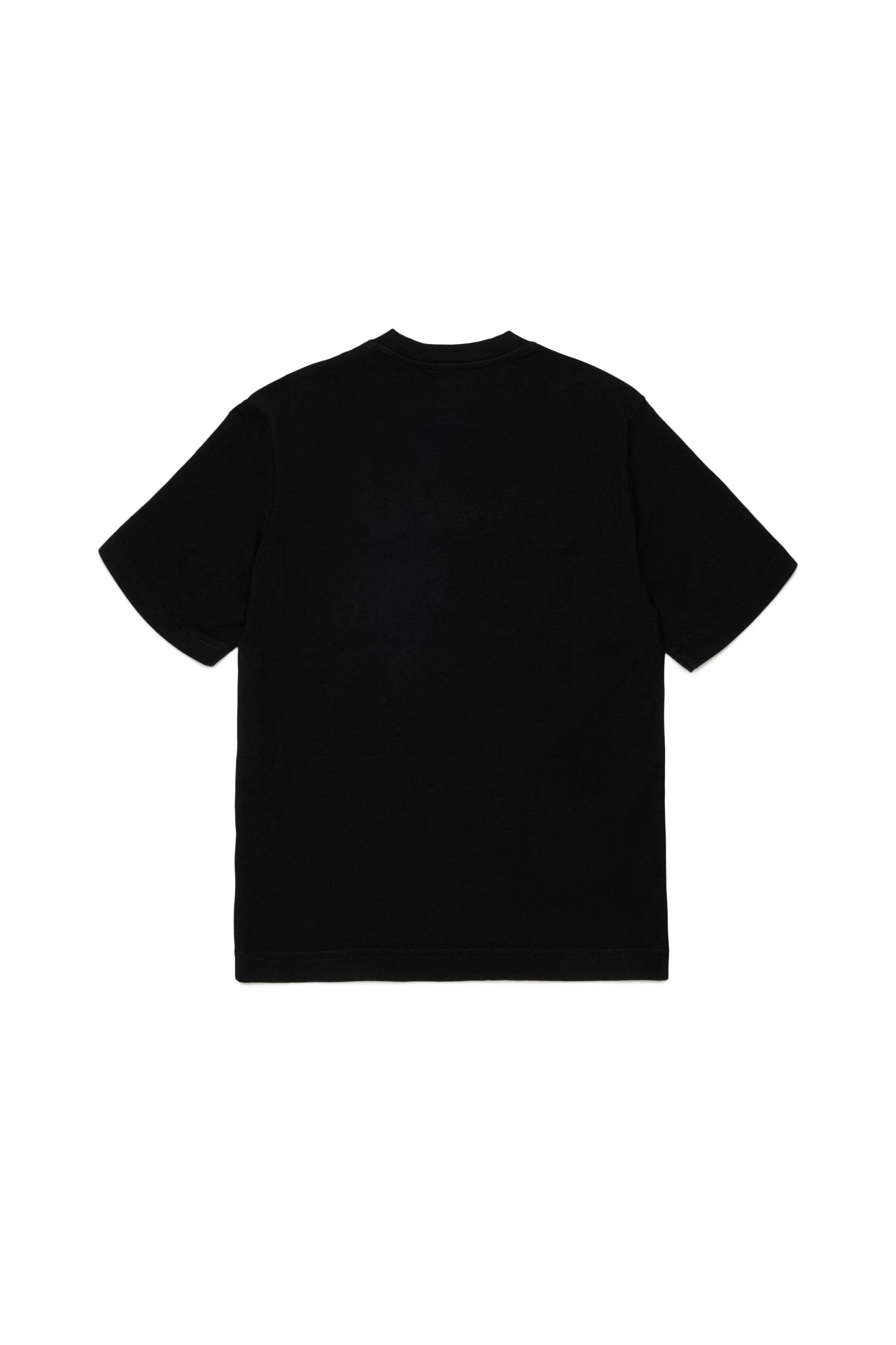 Diesel - TJEANS OVER, T-shirt in cotone con logo effetto sfrangiato Uomo in Nero - 2