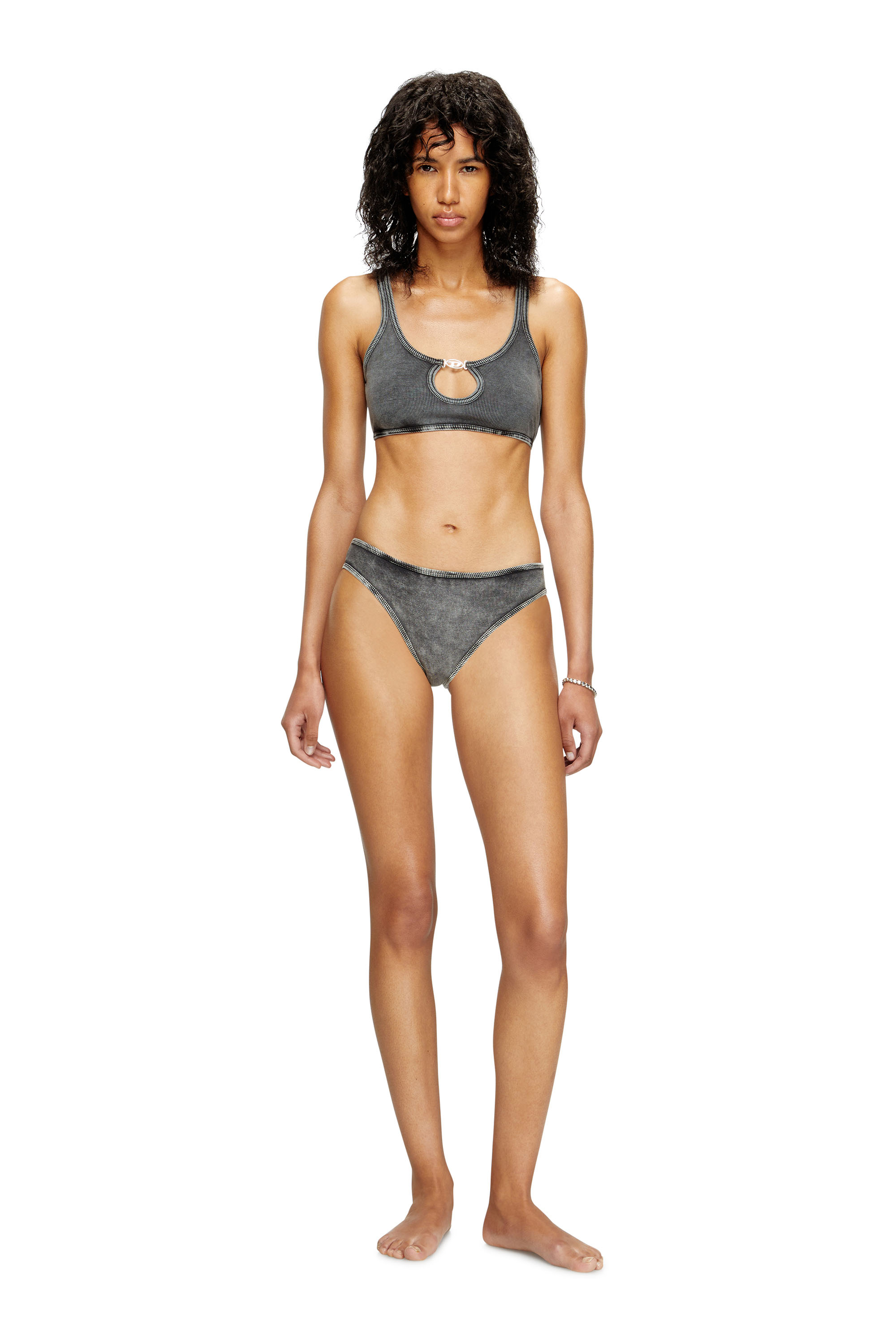 Diesel - UFPN-D-OVAL-HIGH-WAISTED-BRIEF, Slip a coste con placca Oval D Donna in Nero - 1