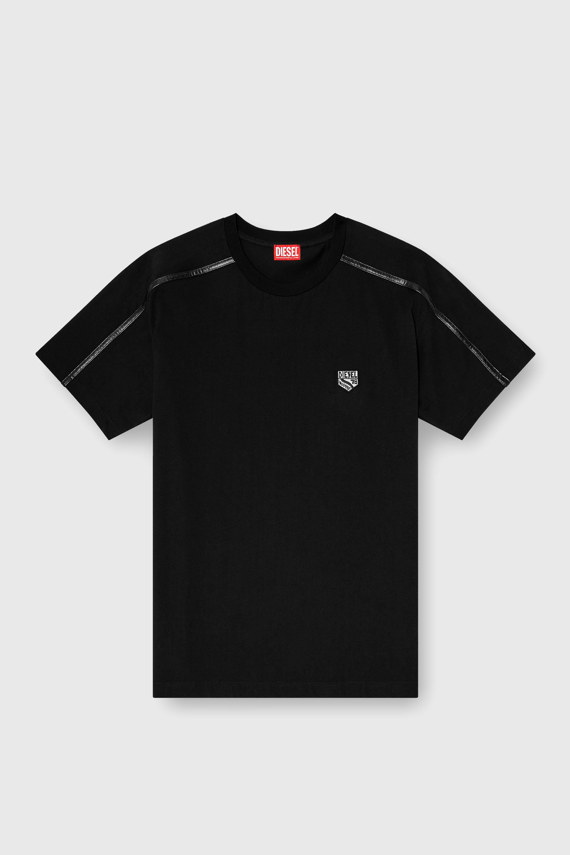 Diesel - T-NORM-FL, T-shirt con profili a contrasto e patch logo Uomo in Nero - 2