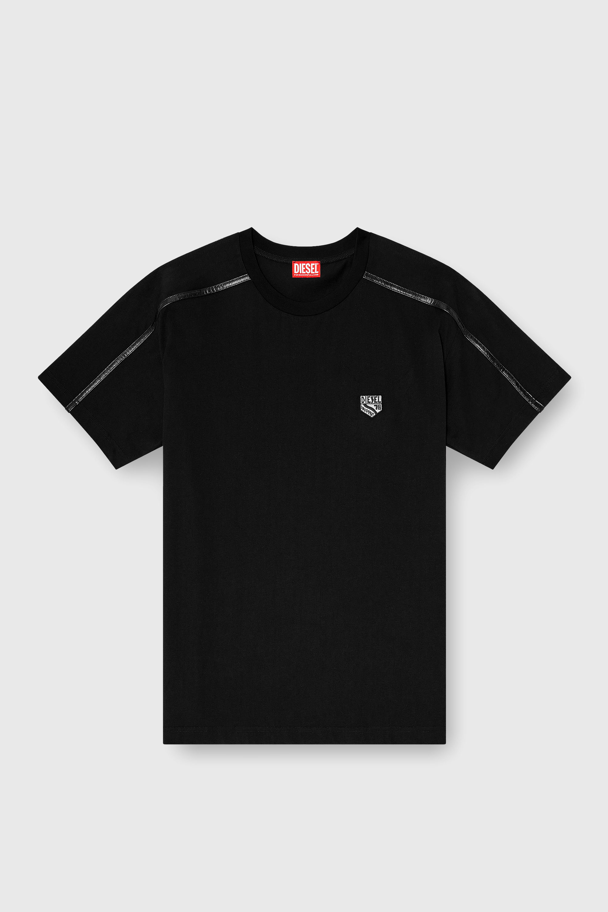 Diesel - T-NORM-FL, T-shirt con profili a contrasto e patch logo Uomo in Nero - 2