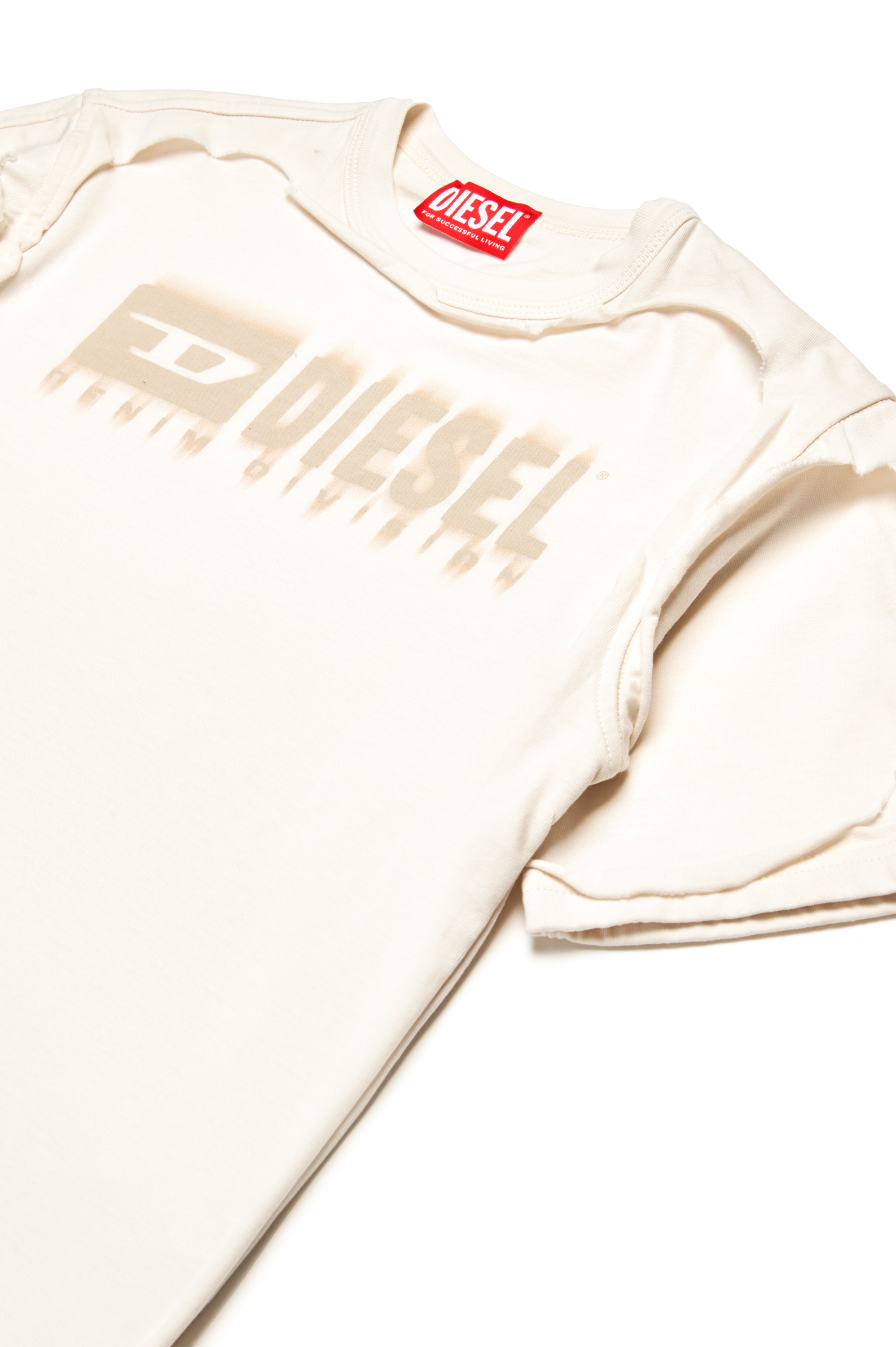 Diesel - TBOXTDBL OVER, T-shirt effetto peel-off con logo dégradé Uomo in Bianco - 3