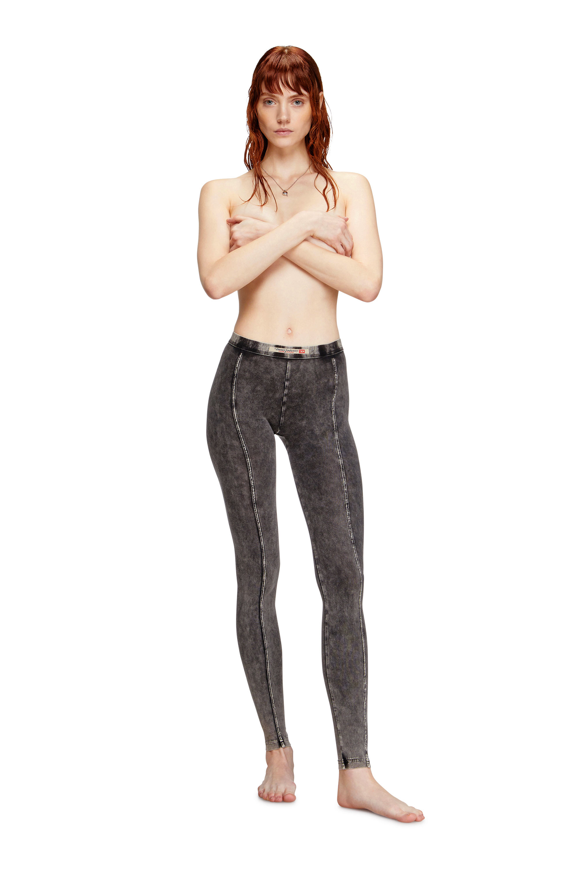 Diesel - ATHENA-DNM, Jeggings in jersey effetto denim Donna in Nero - 1
