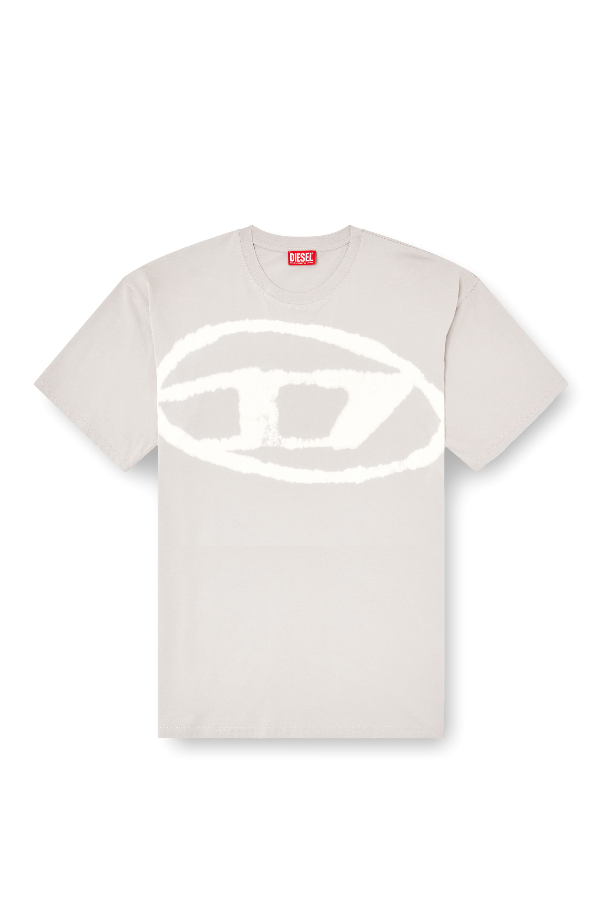 Diesel - T-BOXT-BLEACH, T-shirt con logo Oval D effetto bleach Uomo in Grigio - 3