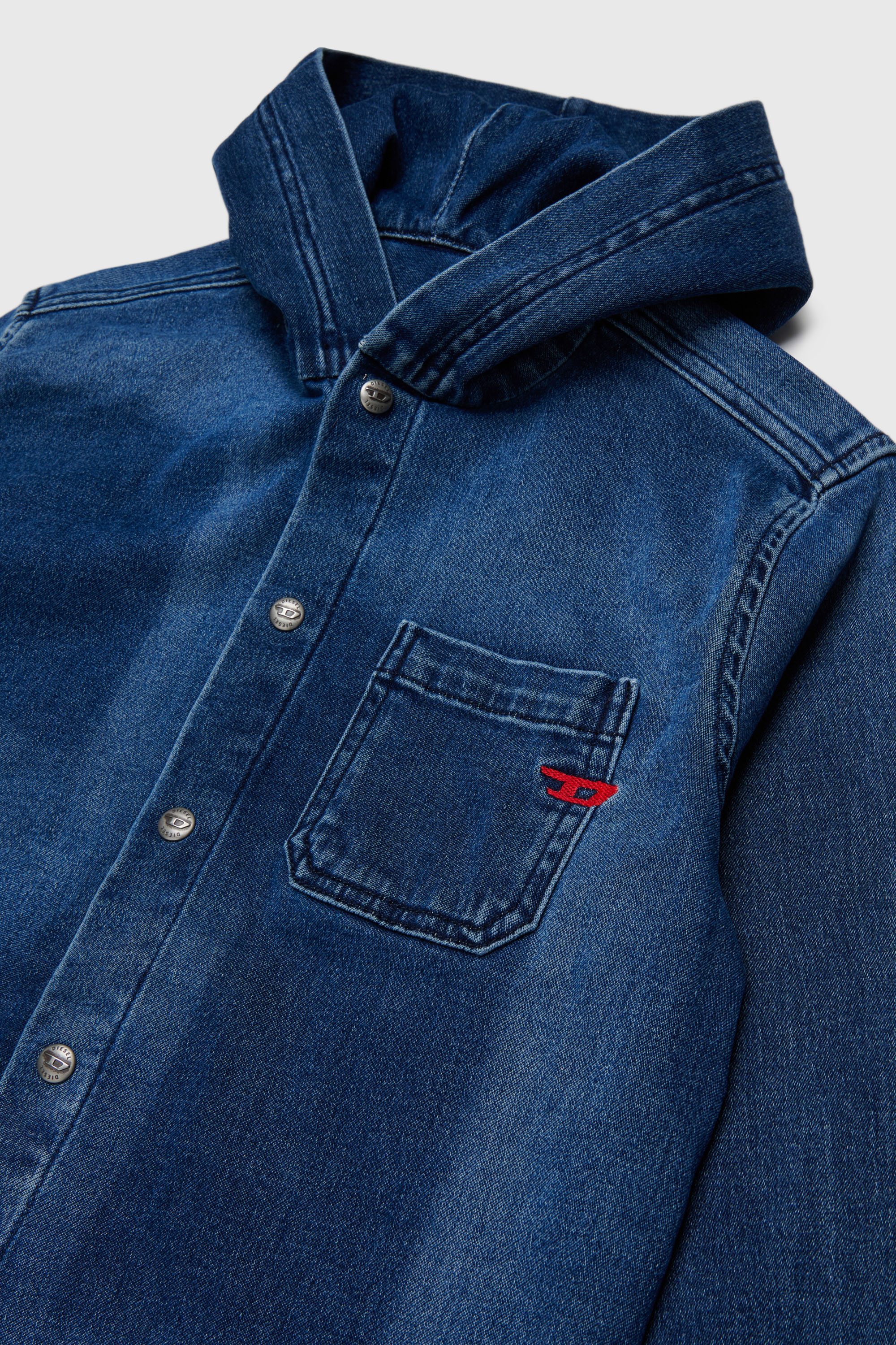 Diesel - CAMPS-OVER JJJ, Hooded shirt in effetto shadow JoggJeans Uomo in Blu - 3