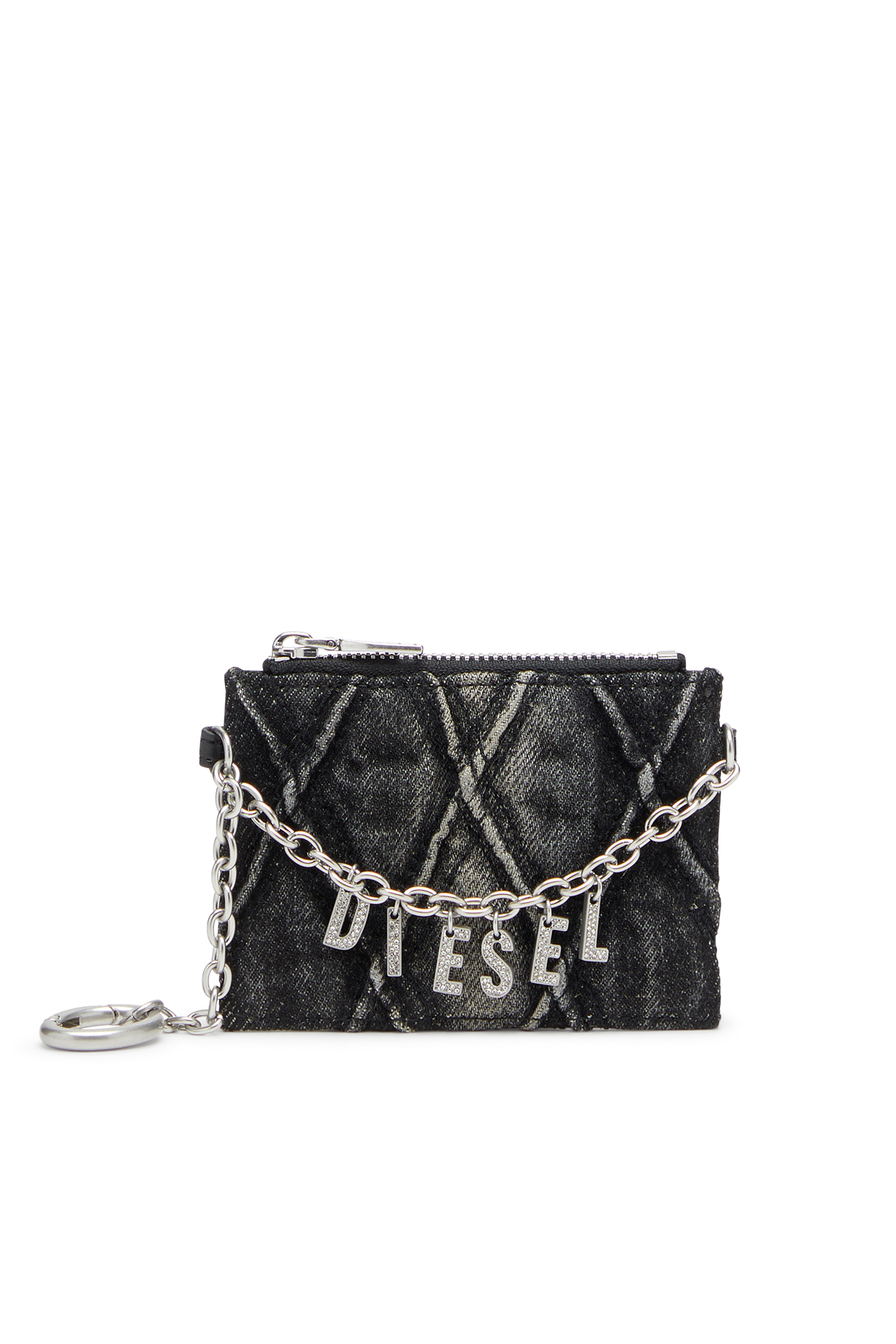 Diesel - CARD HOLDER WITH CHAIN, Porta carte con catena e tasca portamonete con zip Donna in Grigio - 1