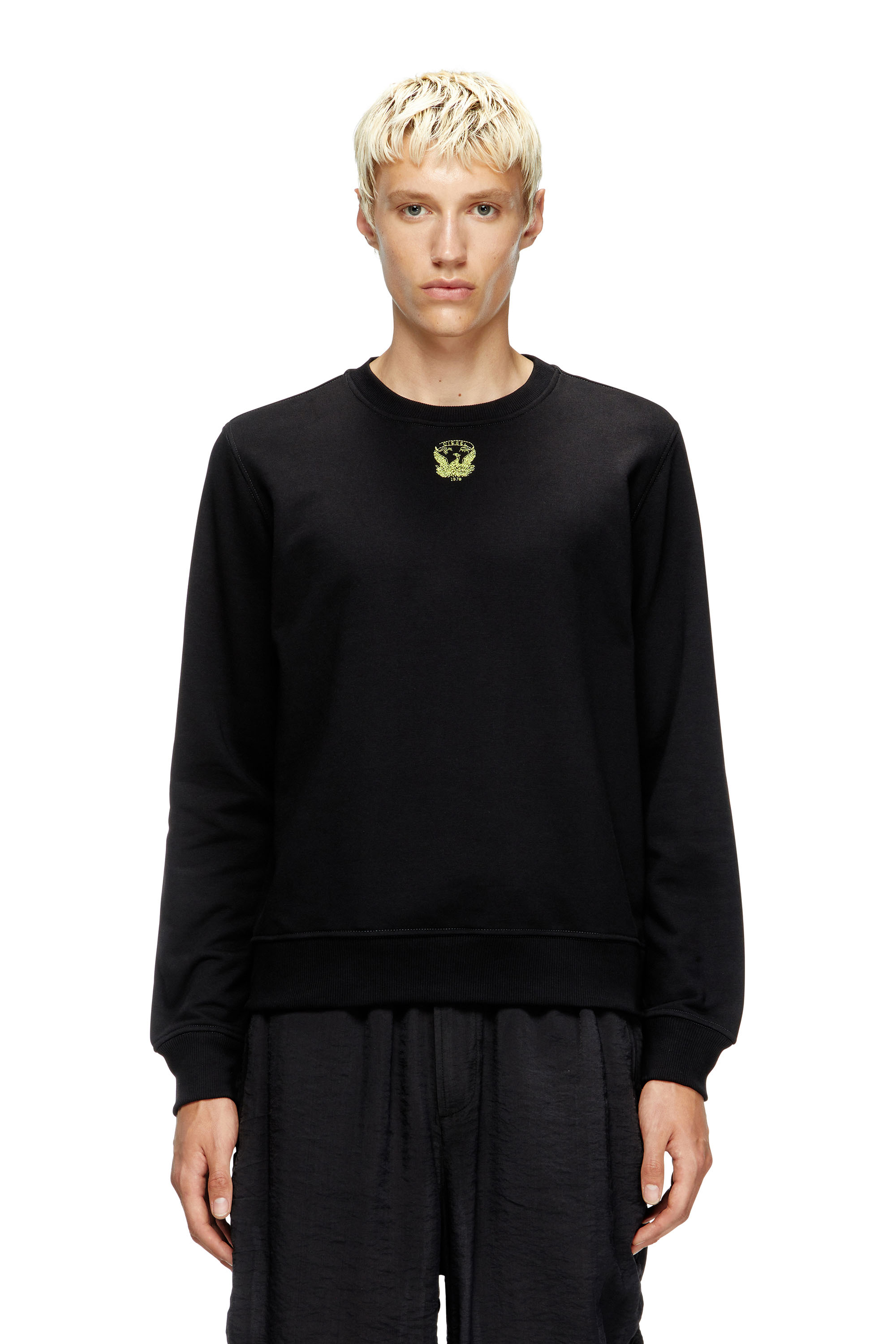 Diesel - S-GINN-T1, Felpa con ricamo Phoenix Uomo in Nero - 1