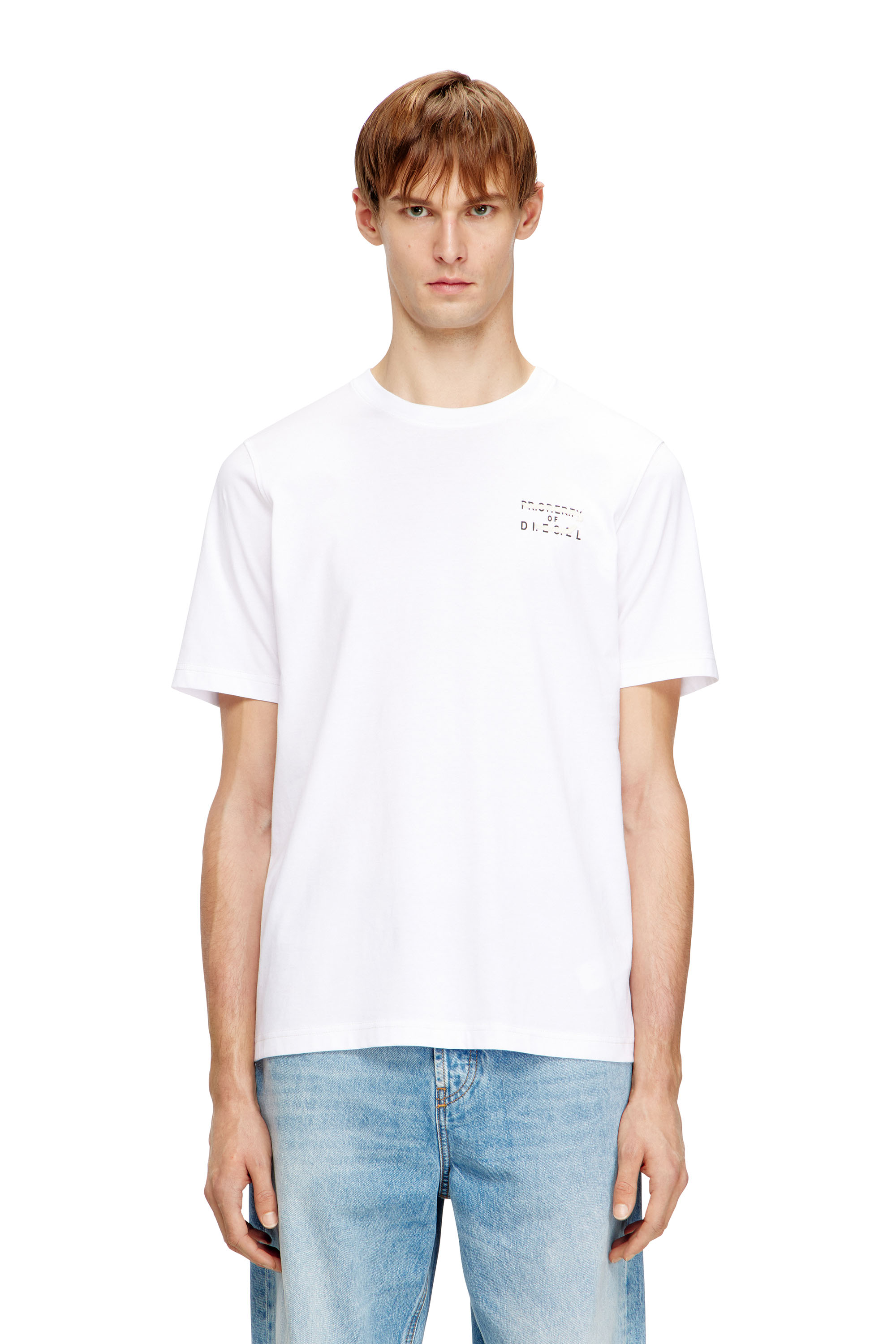 Diesel - T-ADJUST-V5, T-shirt regular in cotone con stampa a rilievo Uomo in Bianco - 1