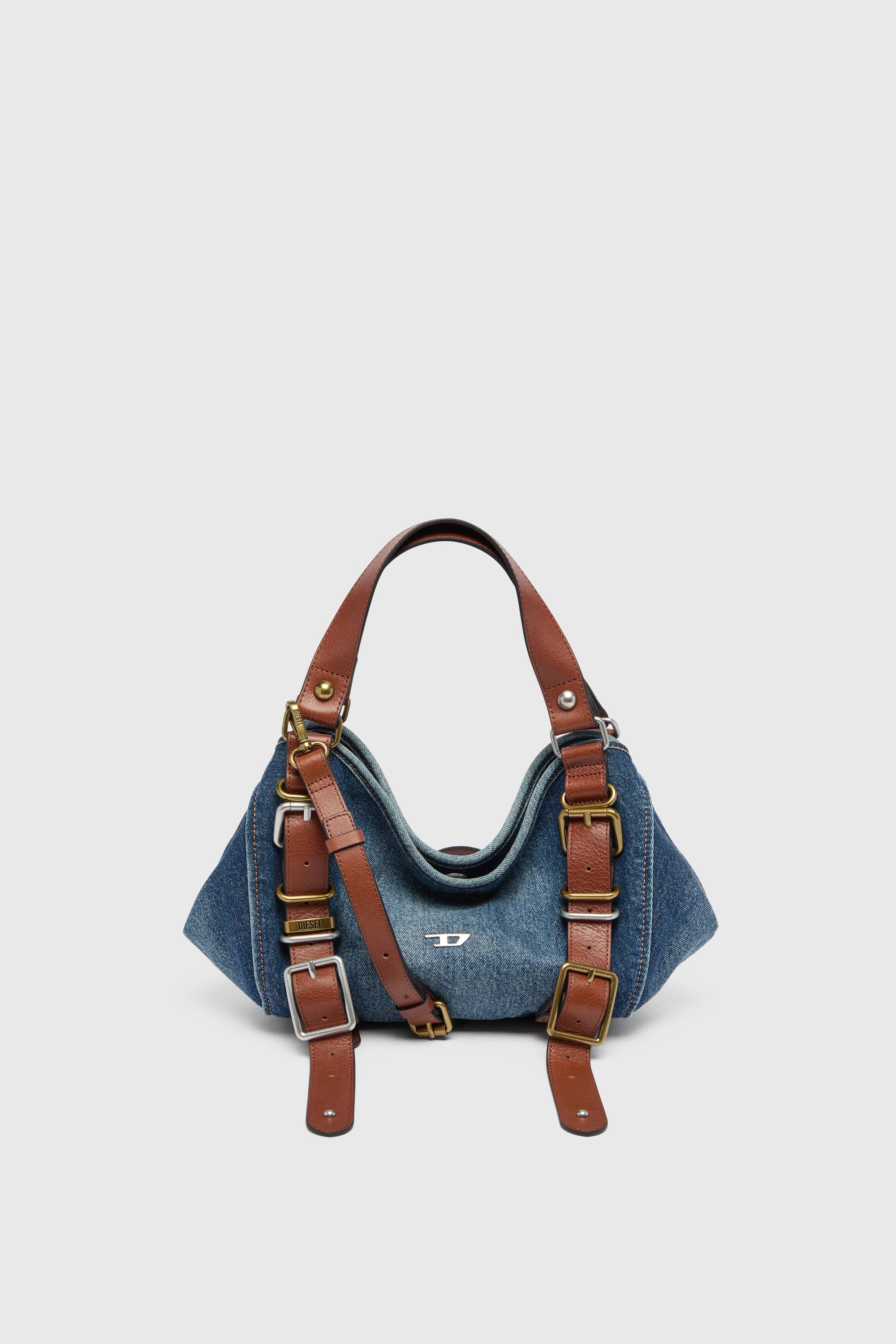 Diesel - D-ONE TOPHANDLE S, D-One-Borsa piccola a mano in denim e pelle Donna in Blu - 1