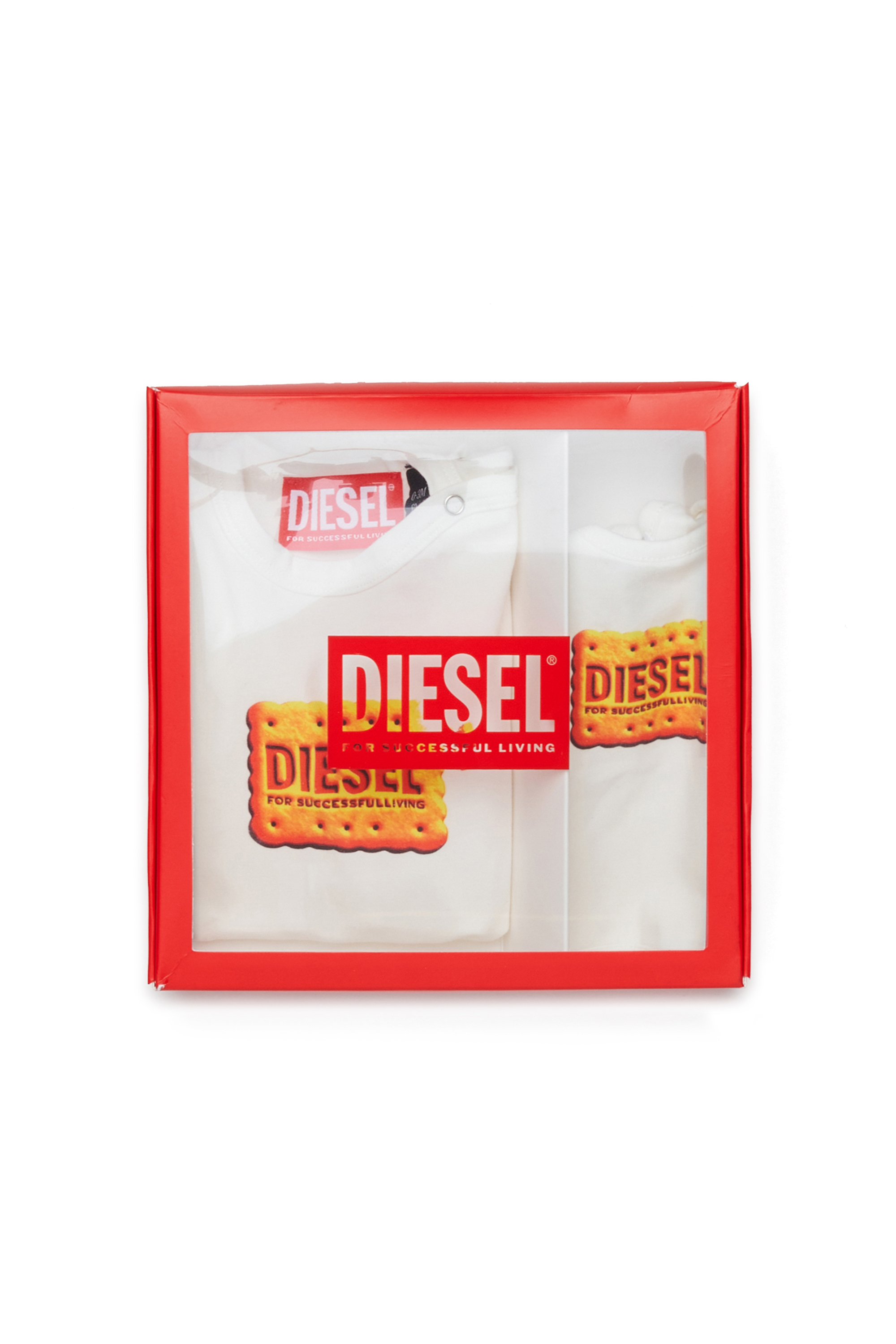 Diesel - UPPYBOX-NB, Set neonato con logo Biscotto stampato Unisex in Bianco - 4