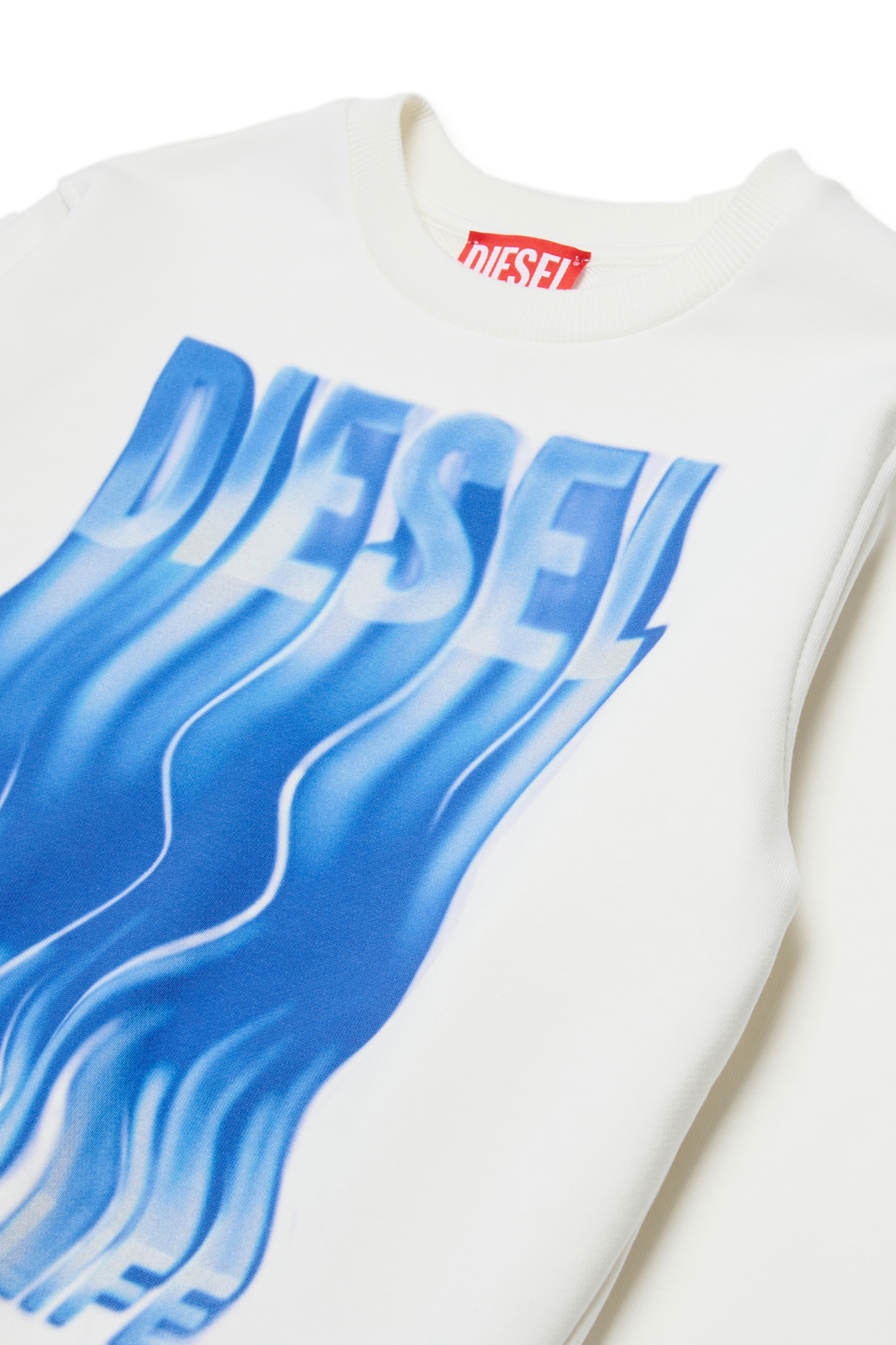 Diesel - SWIGGLY OVER, Felpa con stampa del logo ad onda Uomo in Bianco - 3