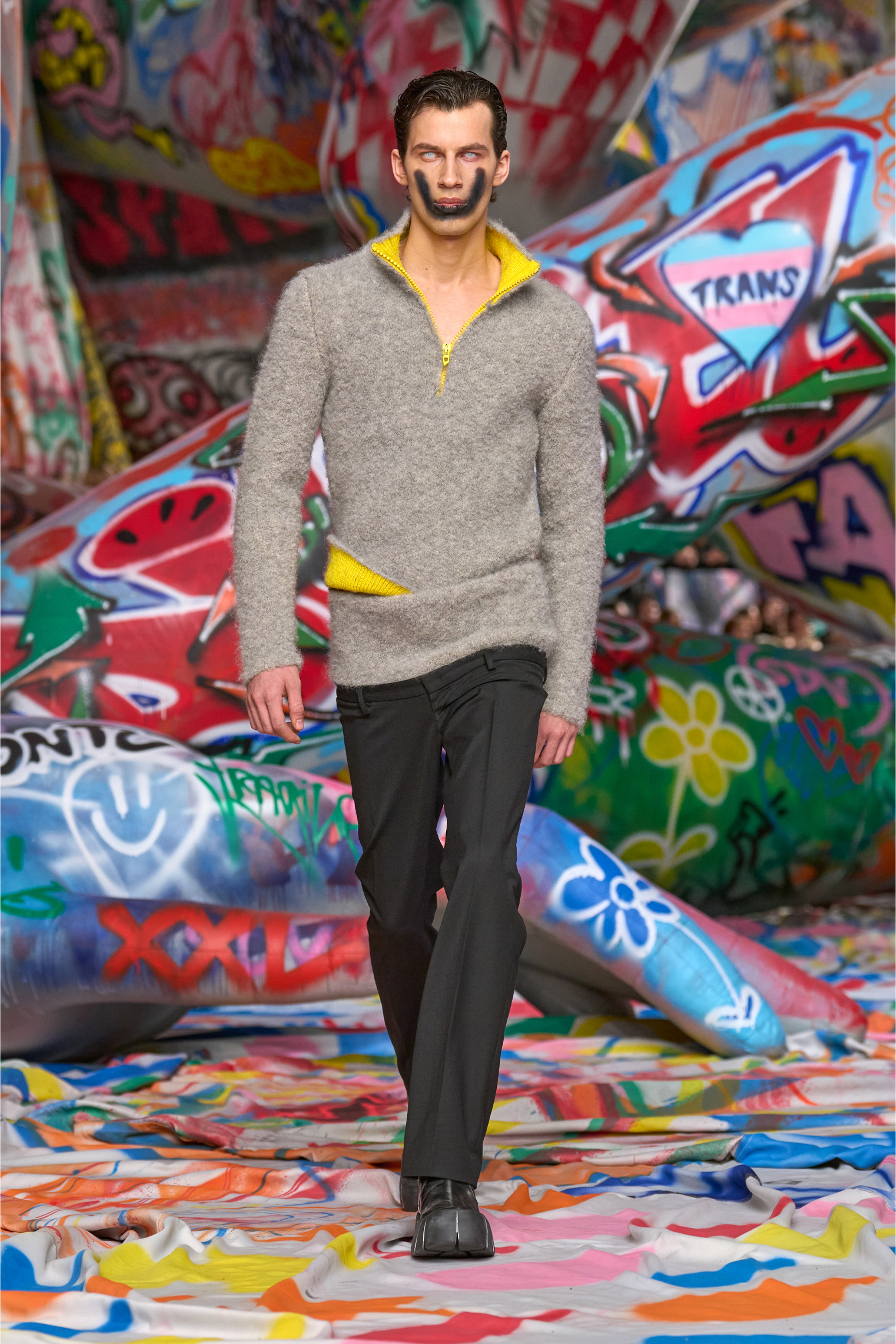 Diesel - K-ELLER, Maglia a mezza zip con interno a contrasto Uomo in Grigio - 6