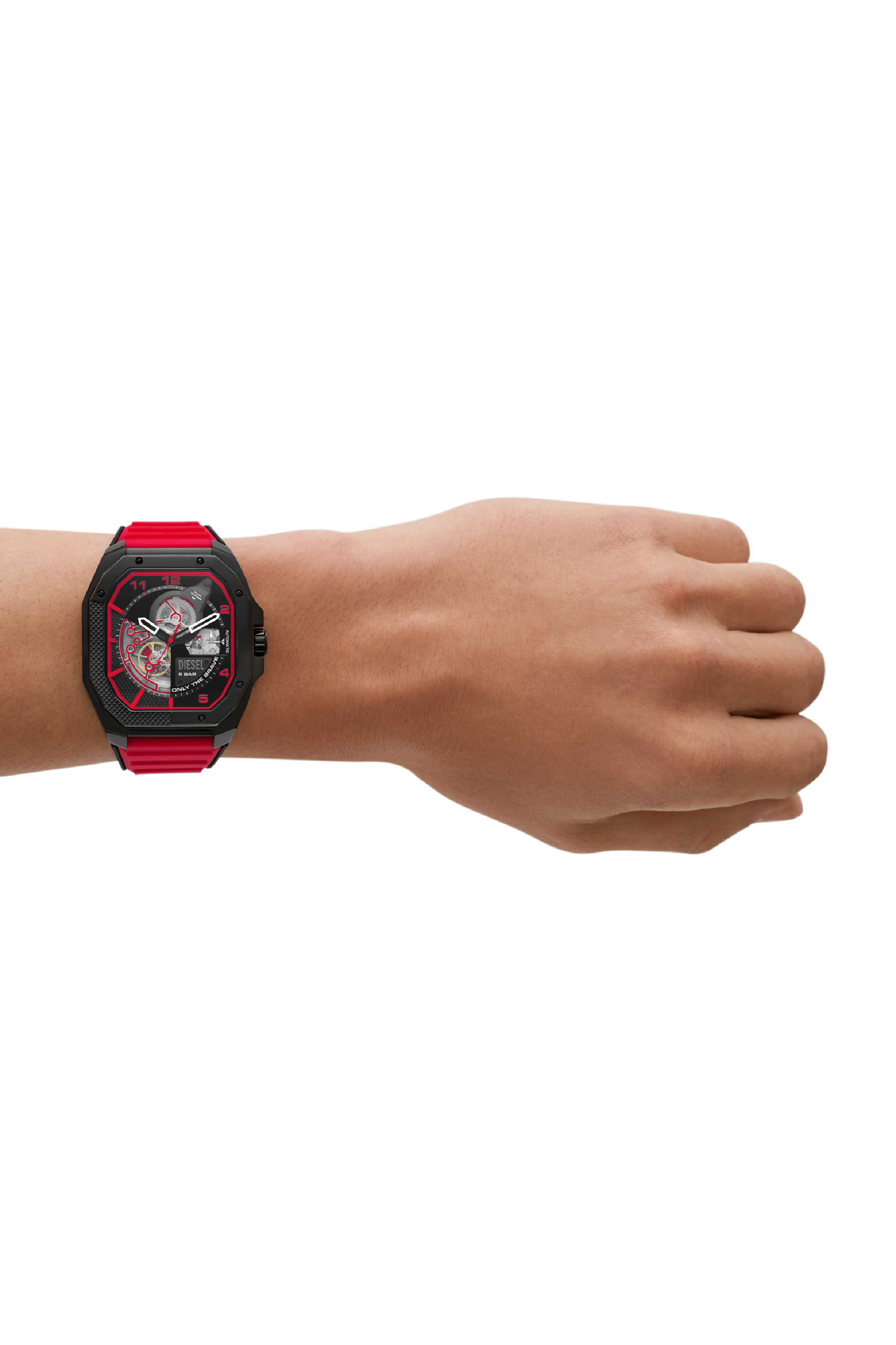 Diesel - DZ7469, Orologio Flayed in silicone Uomo in Rosso - 4