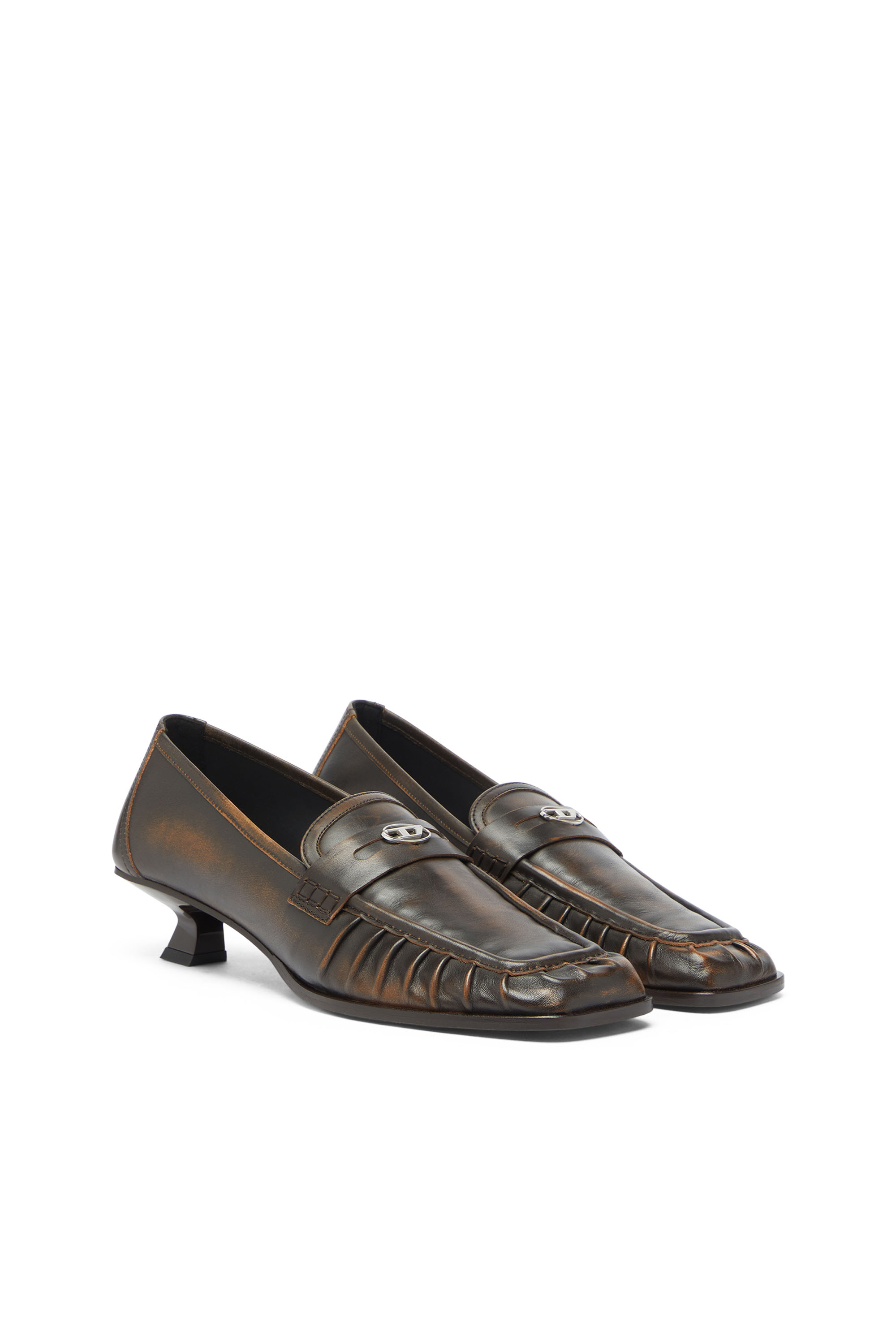 Diesel - D-AMBER MOC 30, D-Amber - Penny loafers in pelle Donna in Marrone - 2
