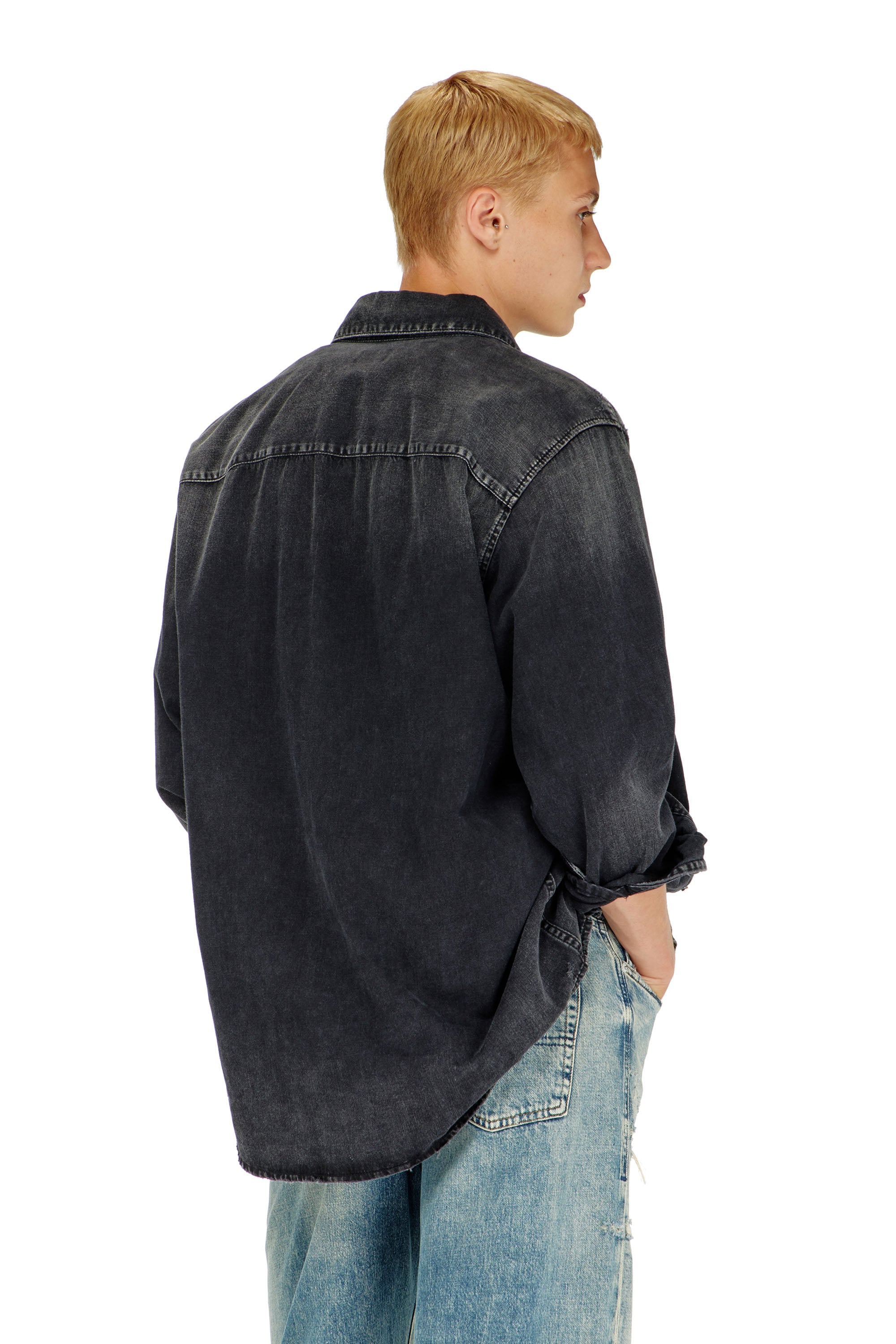 Diesel - D-SIMPLY, Camicia in denim a maniche lunghe Uomo in Nero - 4